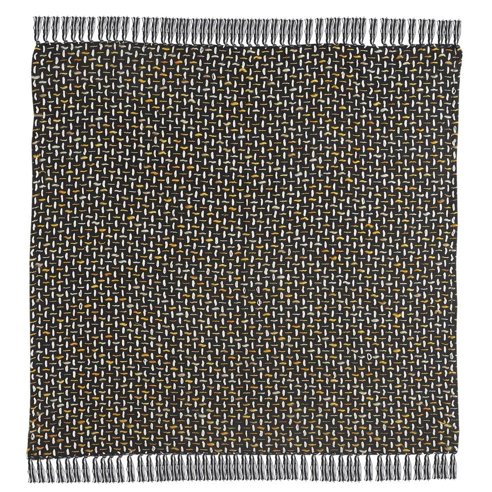 Cozy Interwoven Black and Gold Cotton Throw Blanket, 50" x 60"