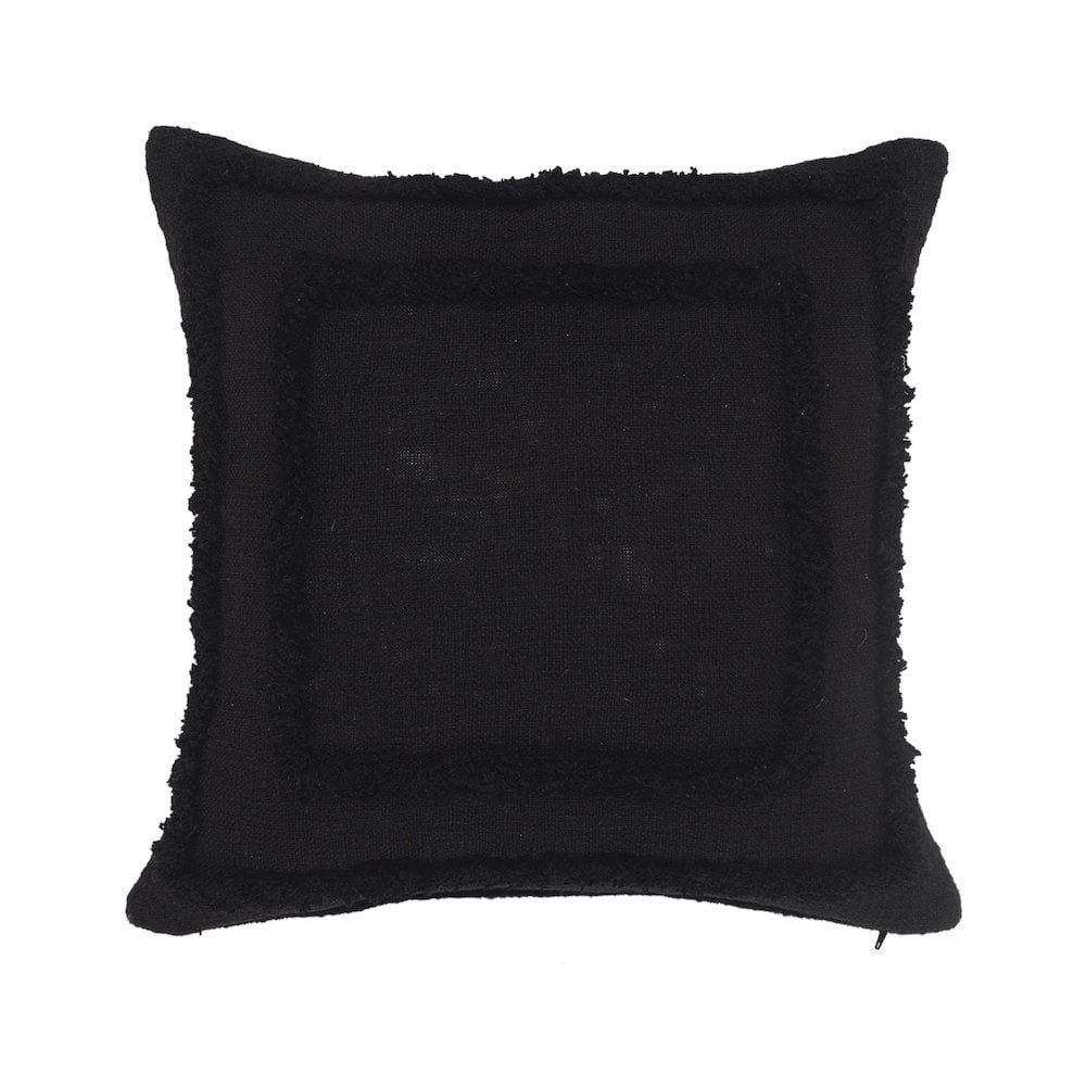 Modern Black Tufted Square Throw Pillow, 20" x 20"