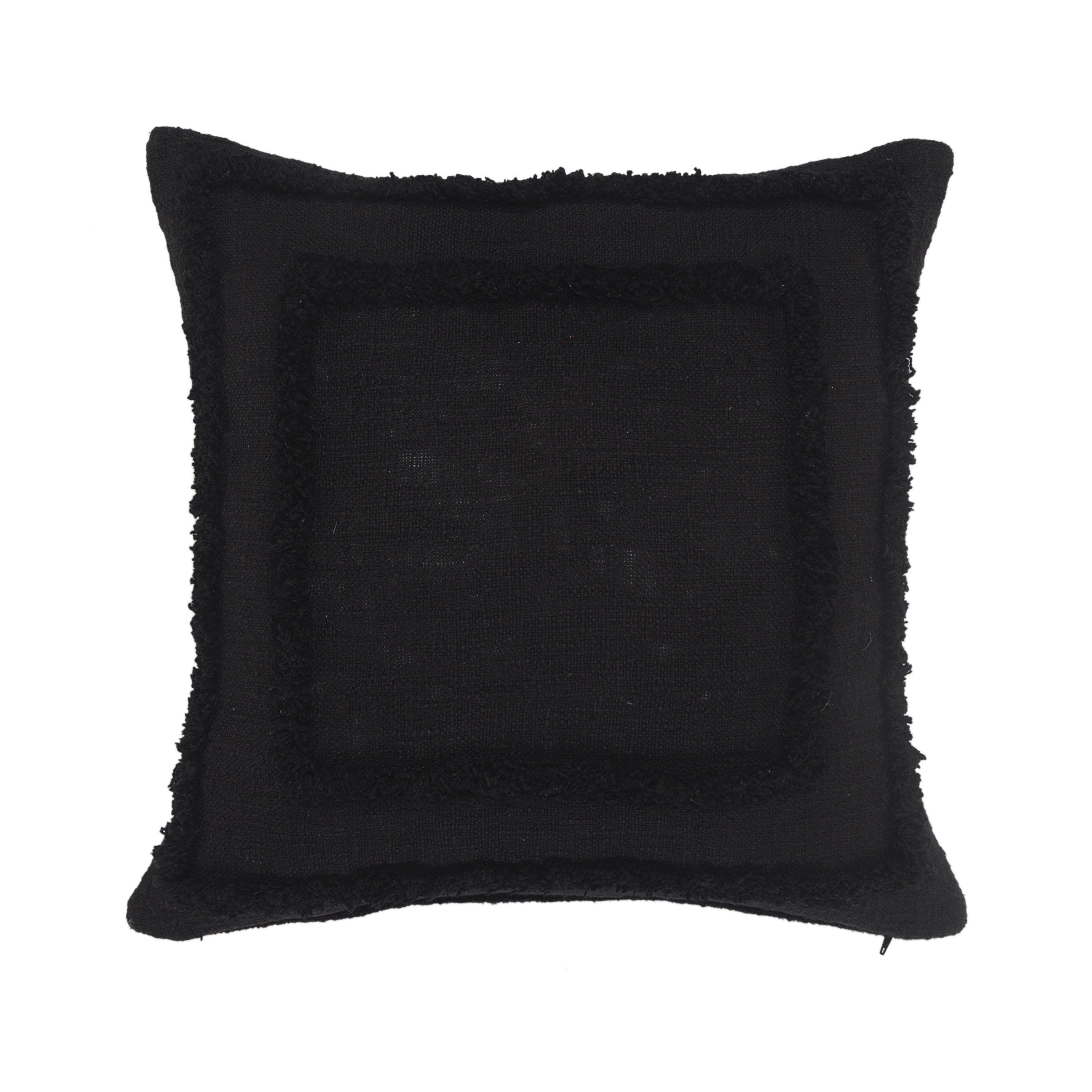 Modern Black Tufted Square Throw Pillow, 20" x 20"