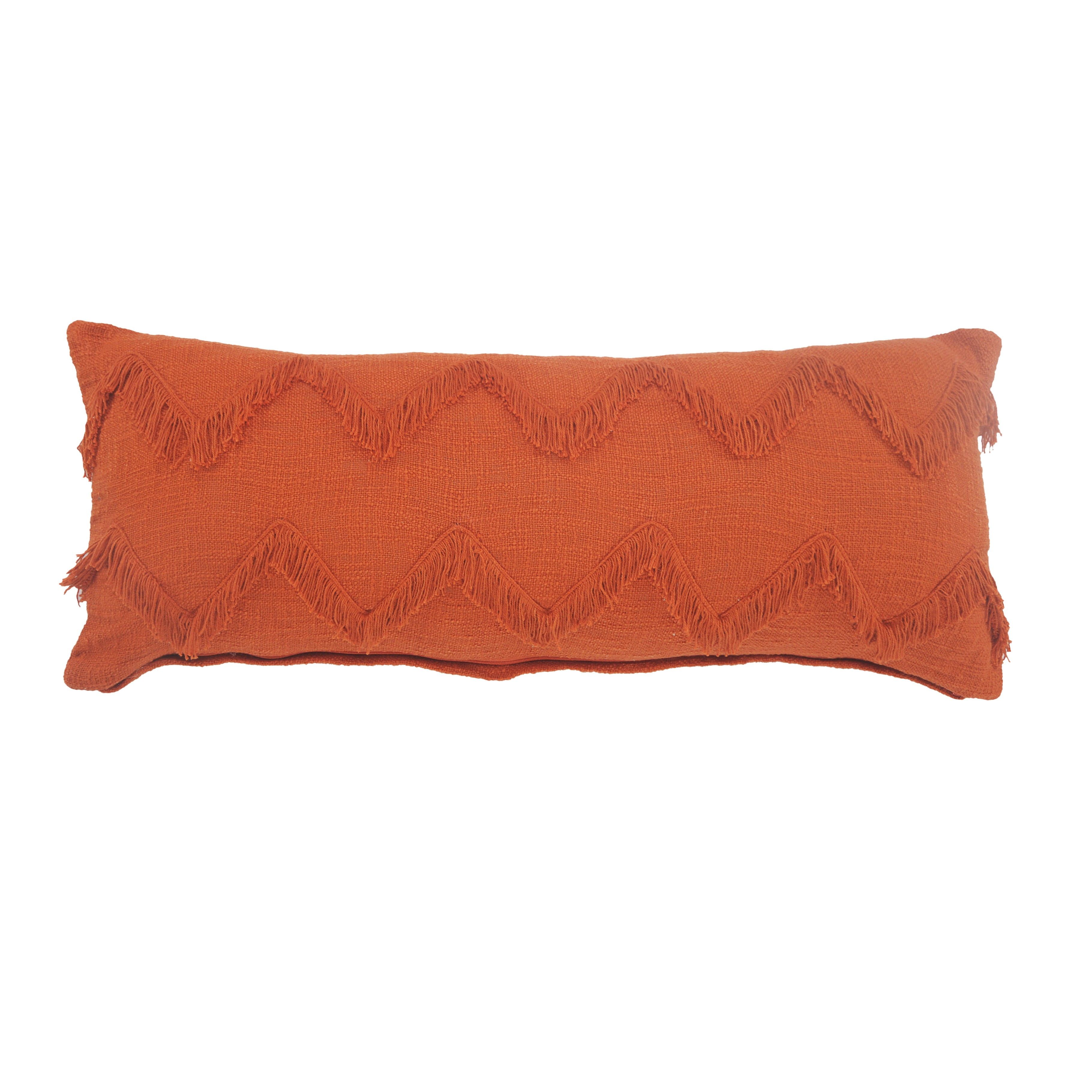 Cinnamon Chevron Shag Rectangular Lumbar Throw Pillow