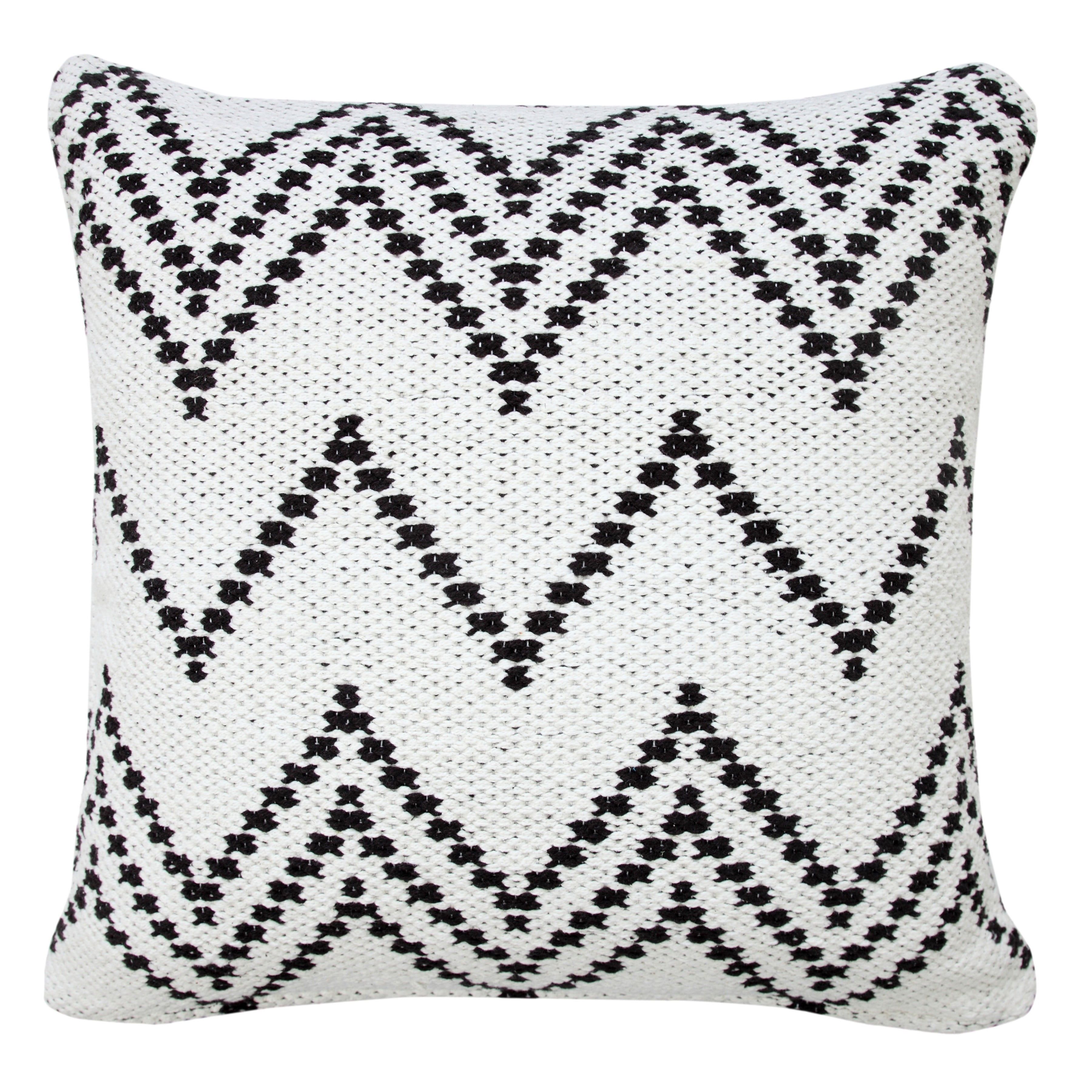 20" Square Black and White Cotton Chevron Throw Pillow