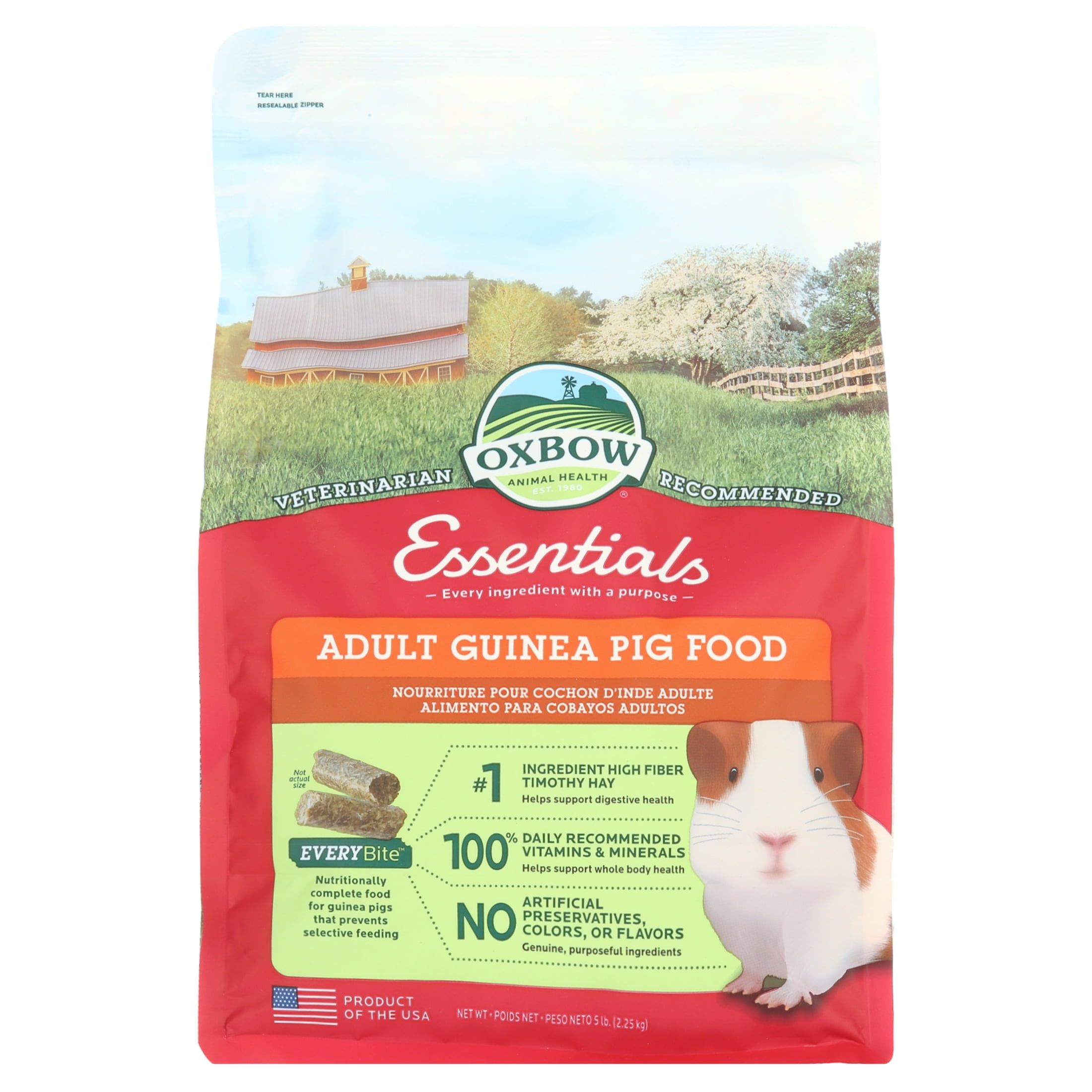 Oxbow Essentials Adult Guinea Pig Food with Timothy Hay 5 lb