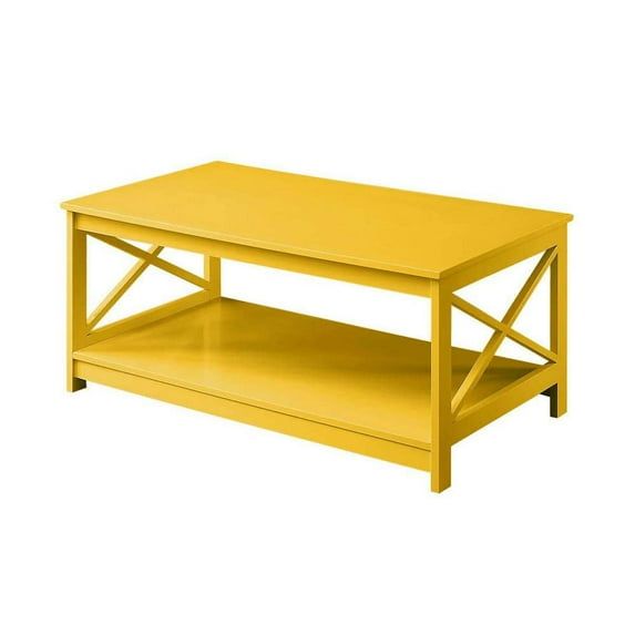 Oxford Yellow Rectangular Wood Coffee Table with Shelf