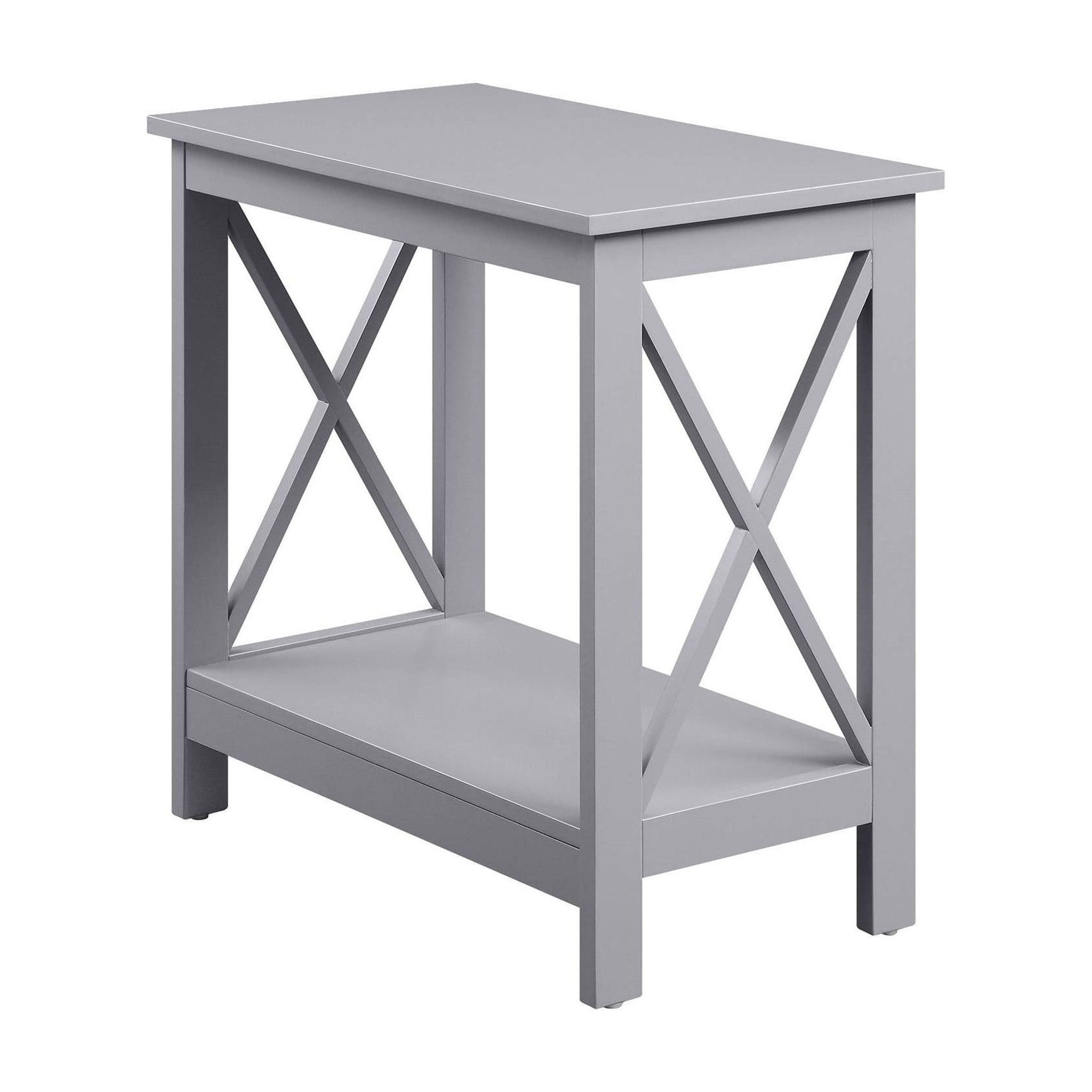 Oxford Gray Slim Chairside End Table with Dual Open Shelving