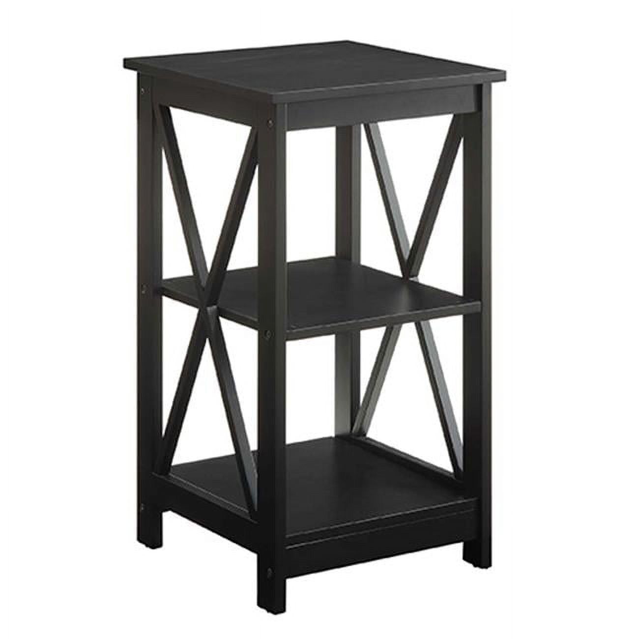 Oxford Black Wood End Table with Shelves