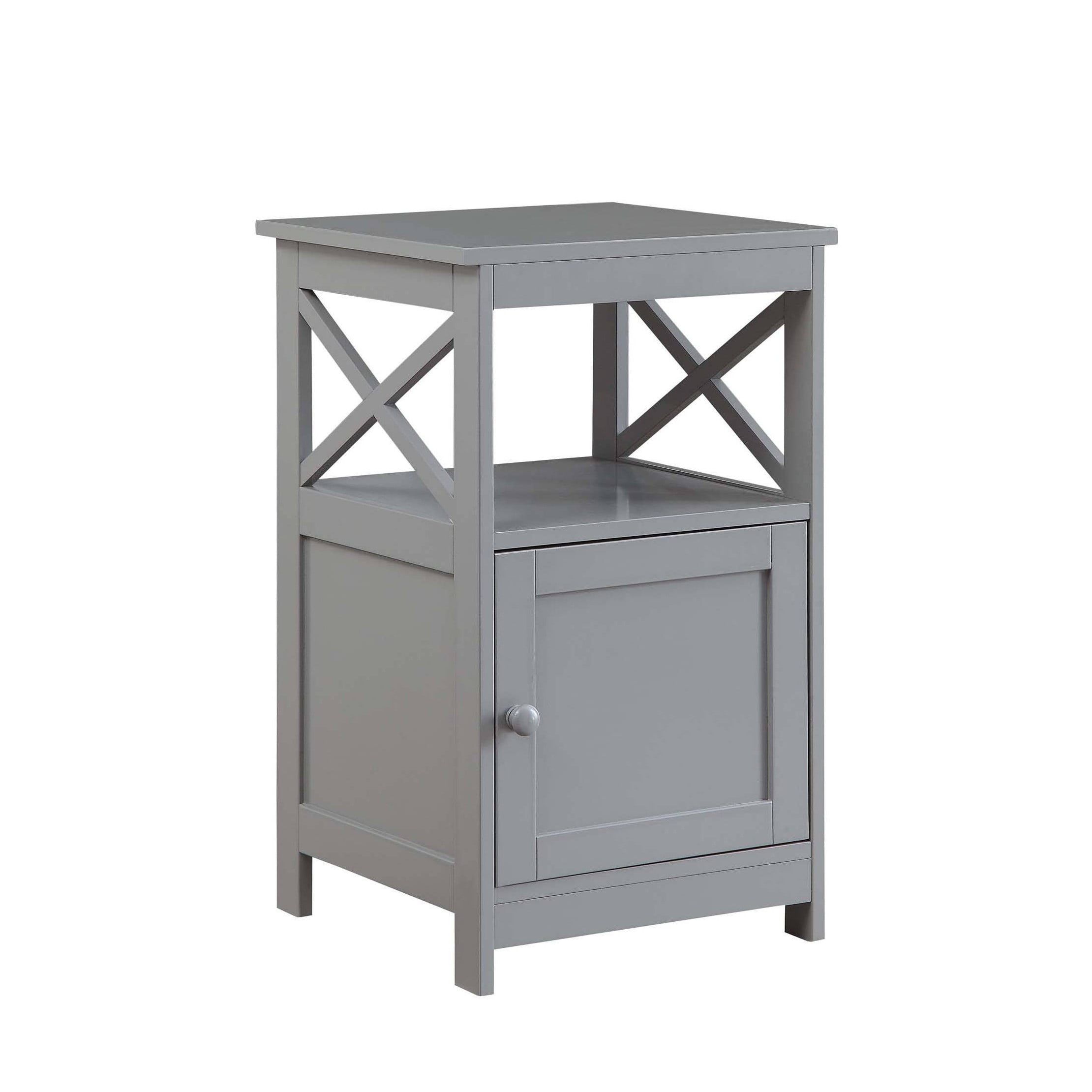 Contemporary Gray Square End Table with Storage Shelf