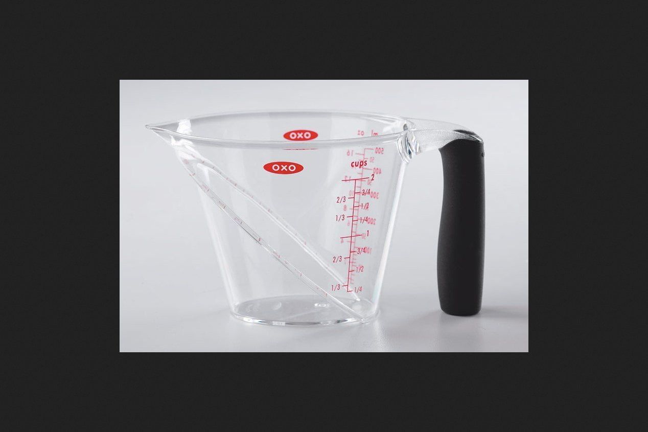 Clear 2-Cup Angled Plastic Measuring Cup with Black Handle