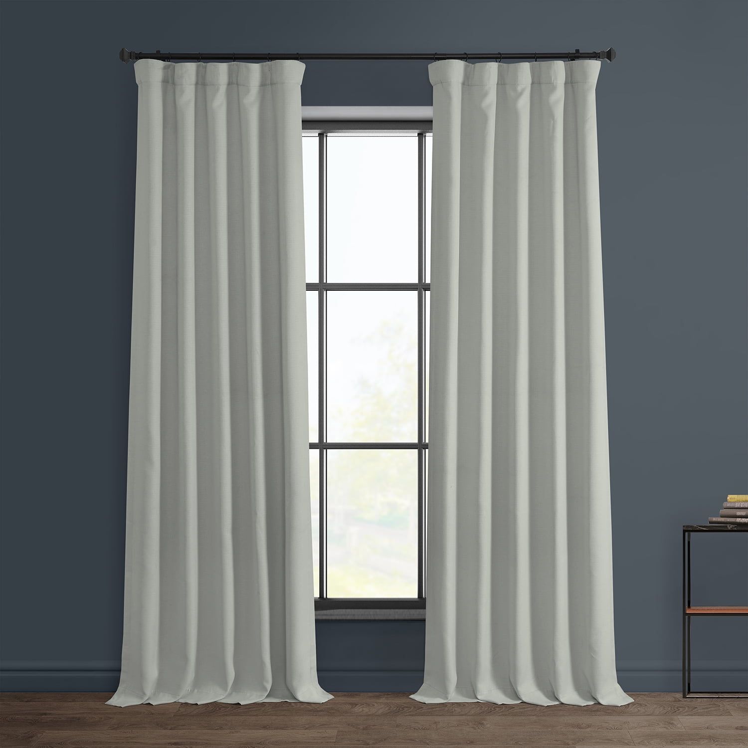 Oyster Faux Linen Room Darkening Curtain Panel, 50W x 96L