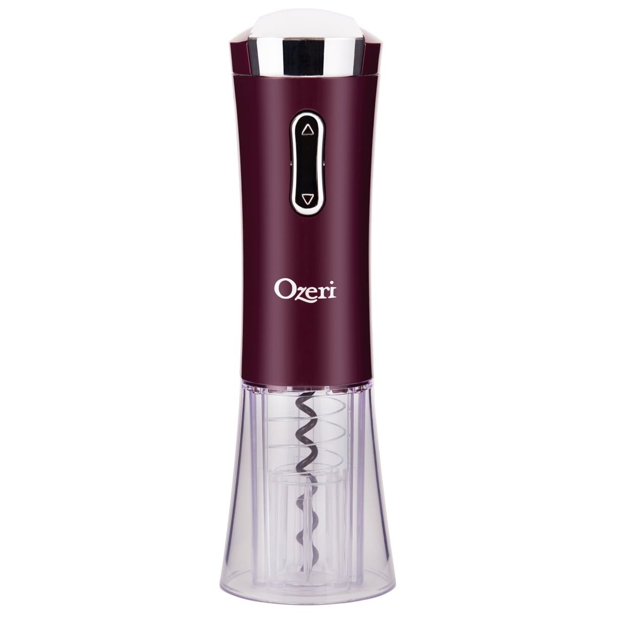 Burgundy Glossy Electric Wine Opener with Transparent Corkscrew