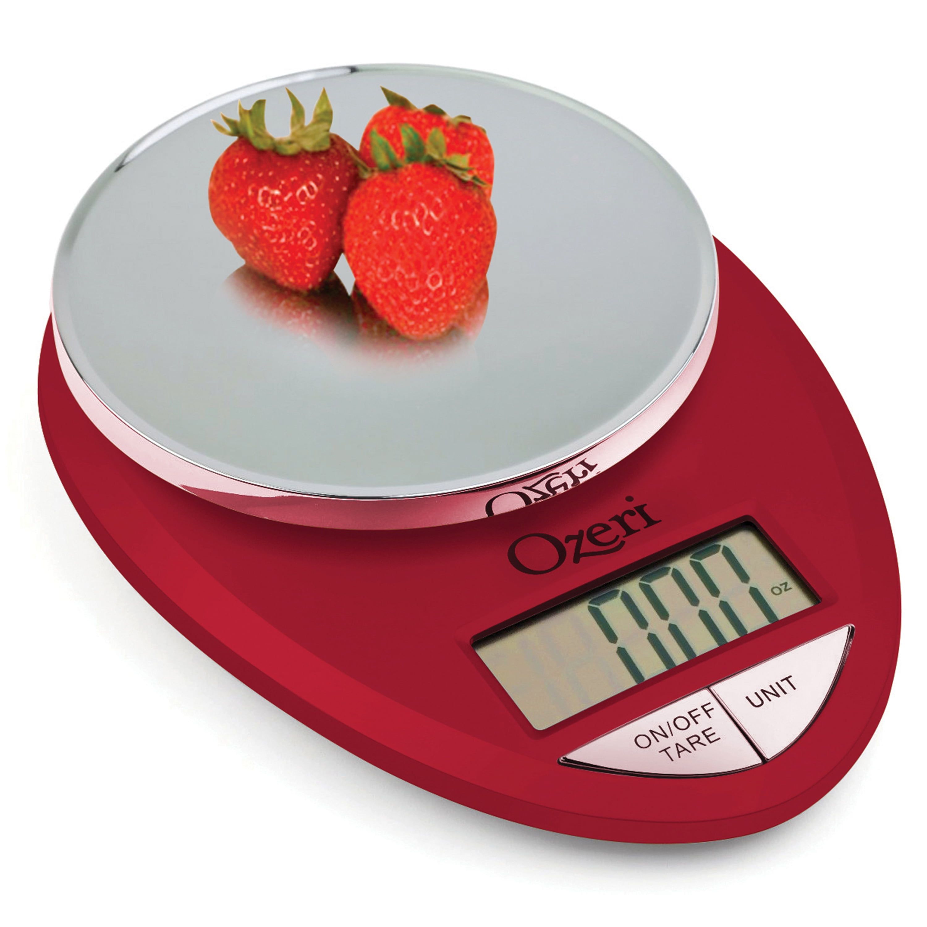 Ozeri Red Digital Kitchen Scale with Chrome Platform