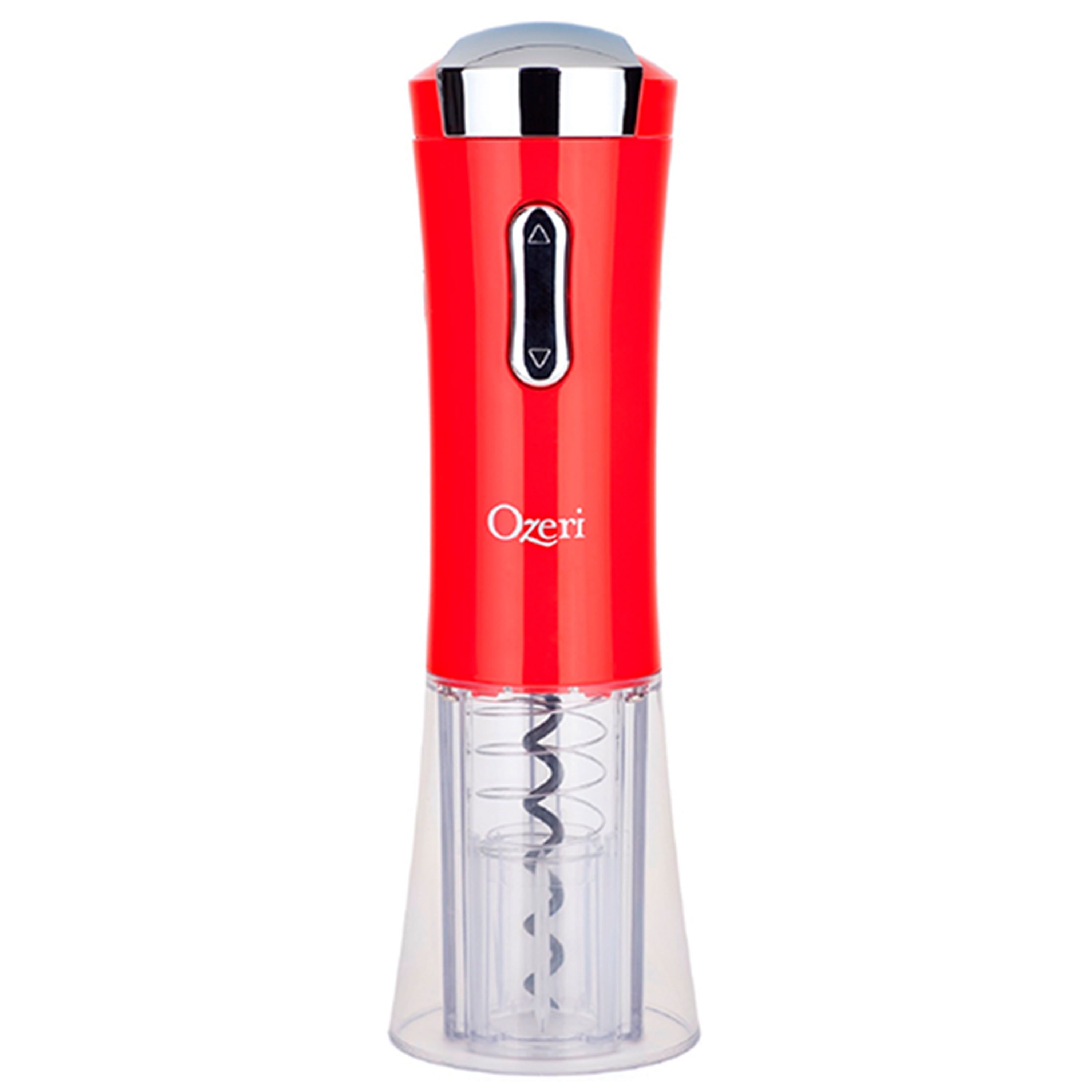 Red Glossy Electric Wine Opener with Transparent Corkscrew Shell