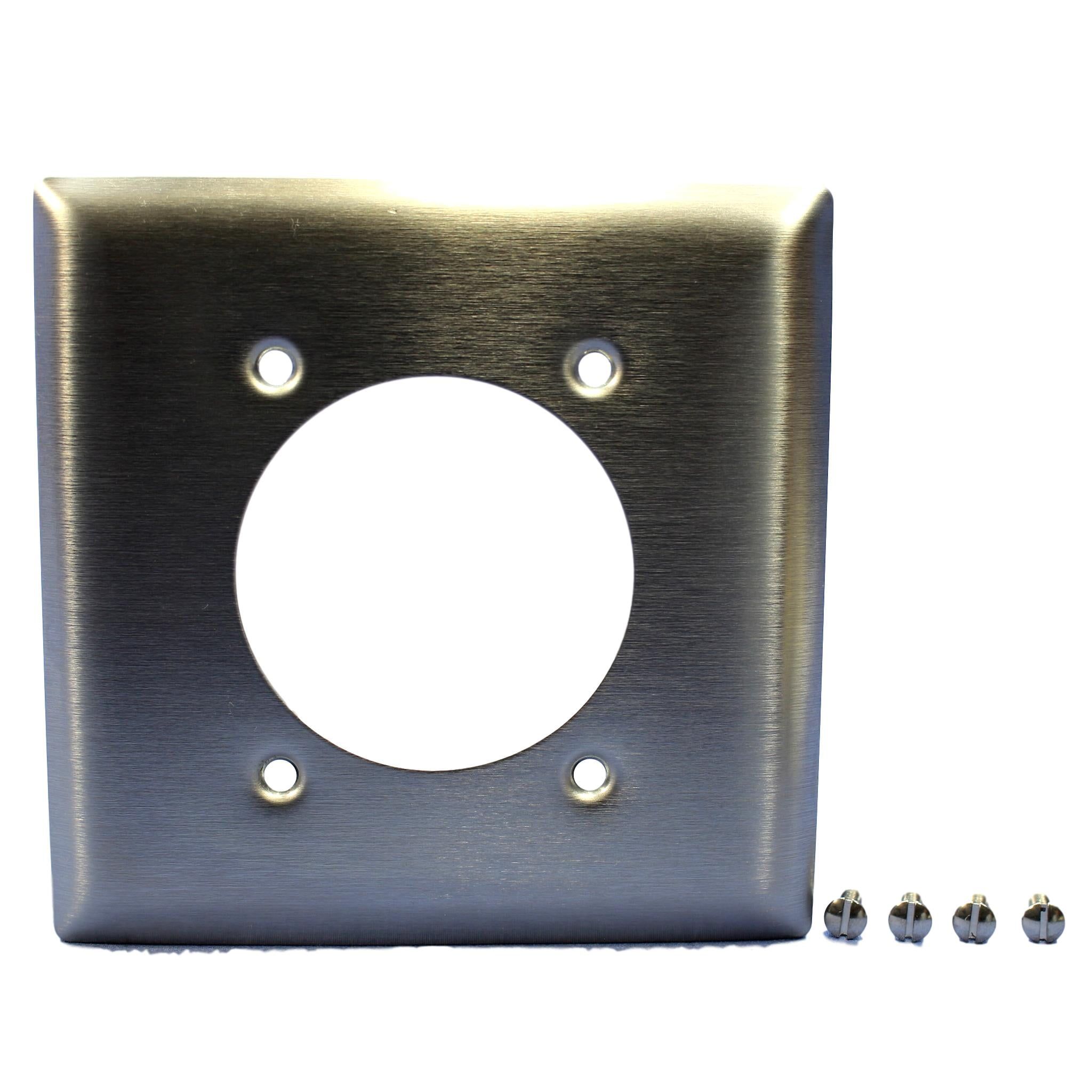 Stainless Steel 2-Gang Smooth Power Outlet Wallplate