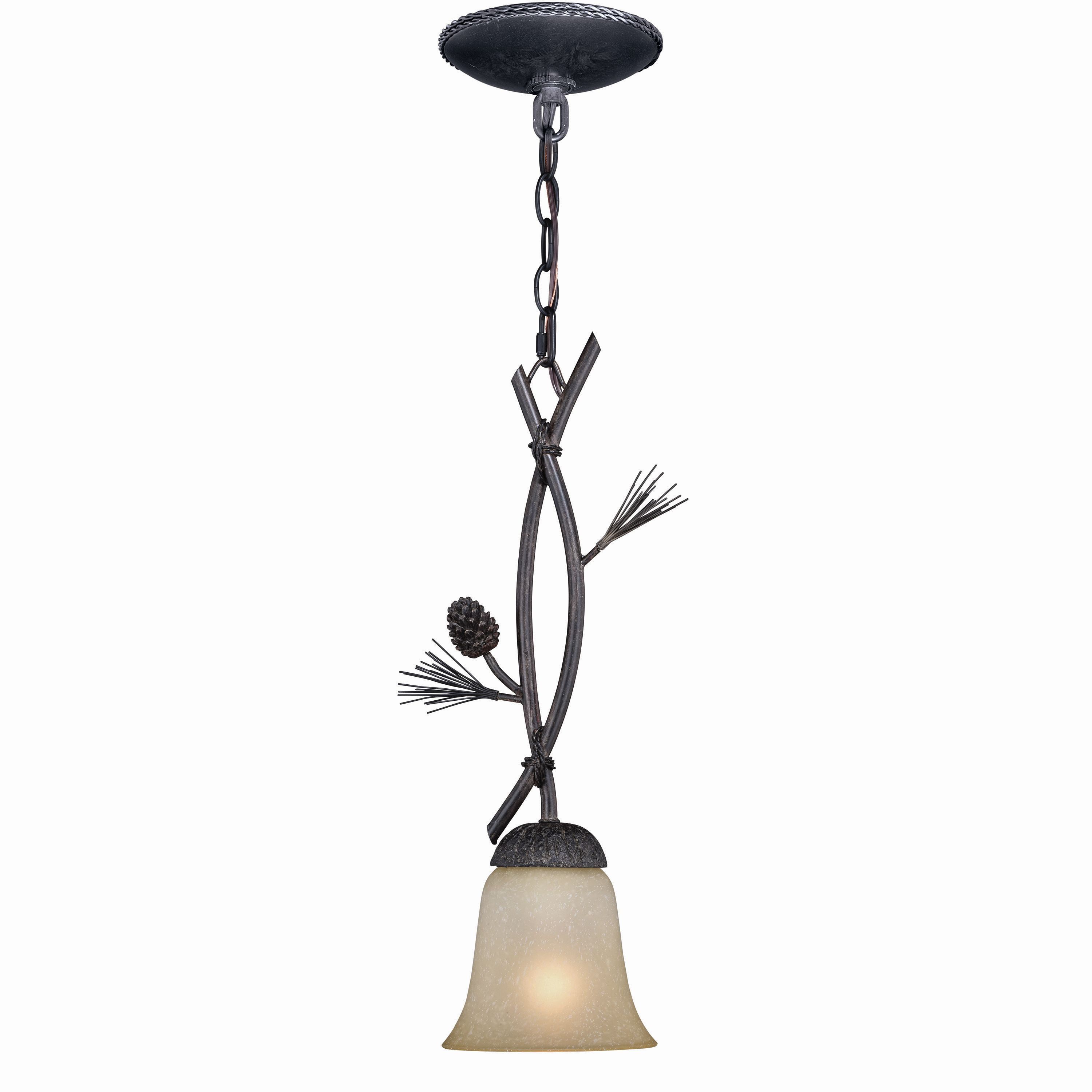 Black Walnut Rustic Glass Mini Pendant Light