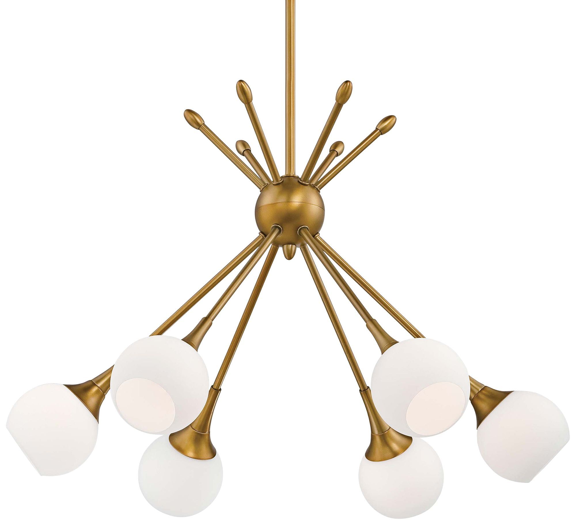 Honey Gold Sputnik 6-Light Chandelier with Etched Glass Shades