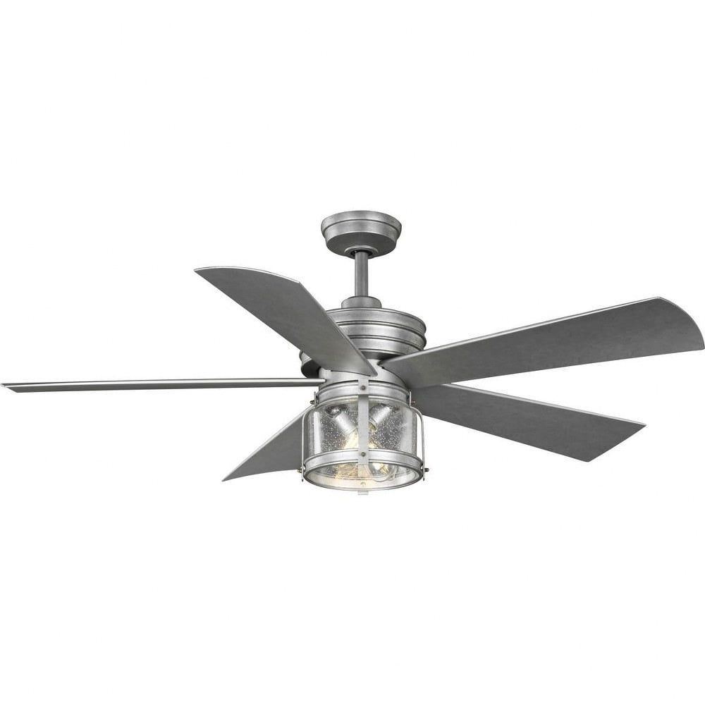 Midvale 56" Galvanized Steel Ceiling Fan with LED Light and Remote