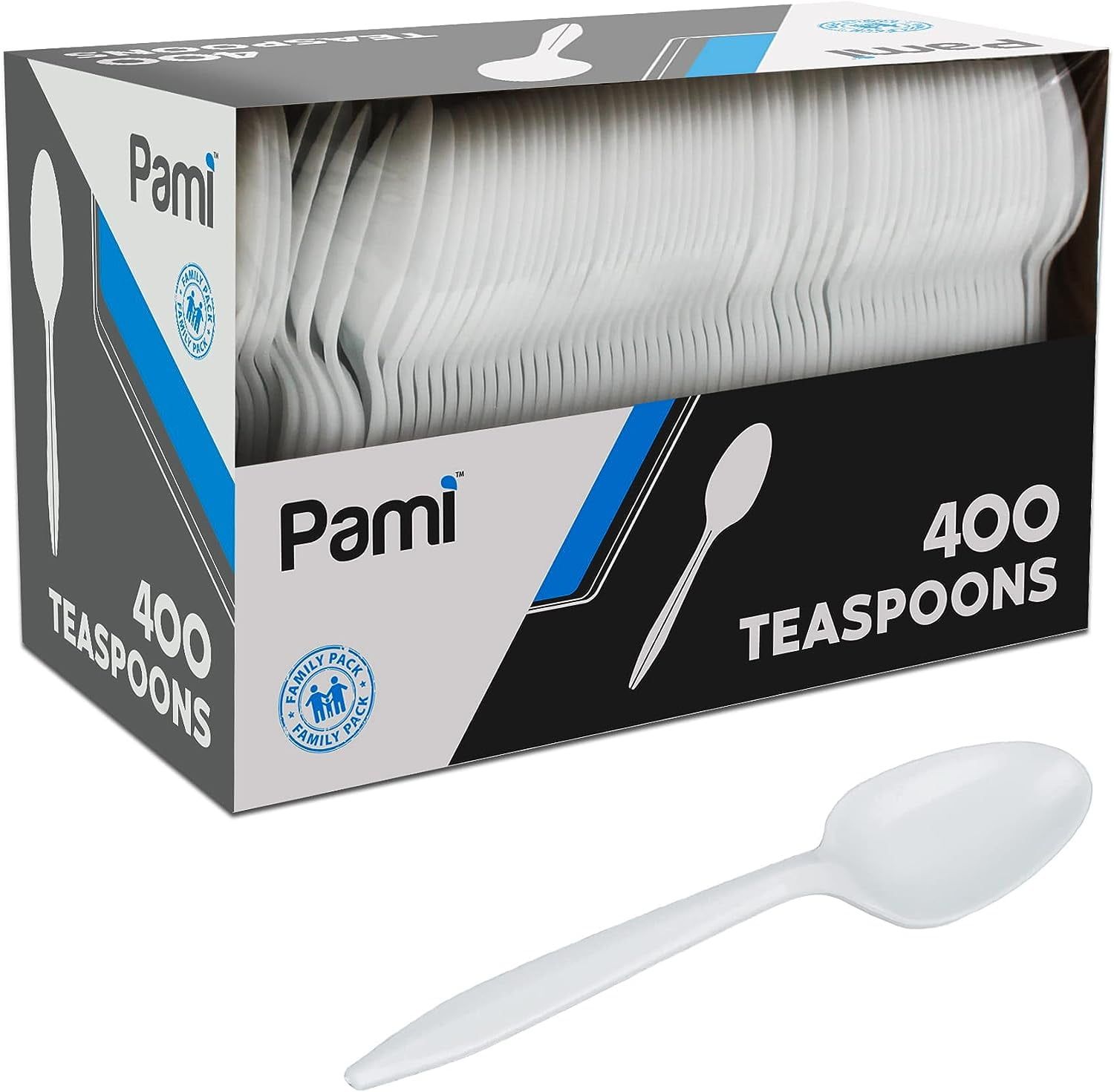 PAMI 400-Pack White Disposable Plastic Teaspoons