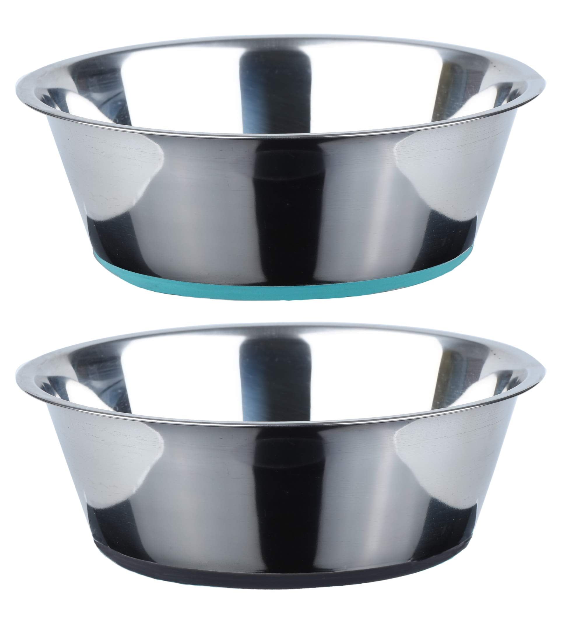 Deep Stainless Steel Anti-Slip Dog Bowls, 3 Cups, 2 Pack