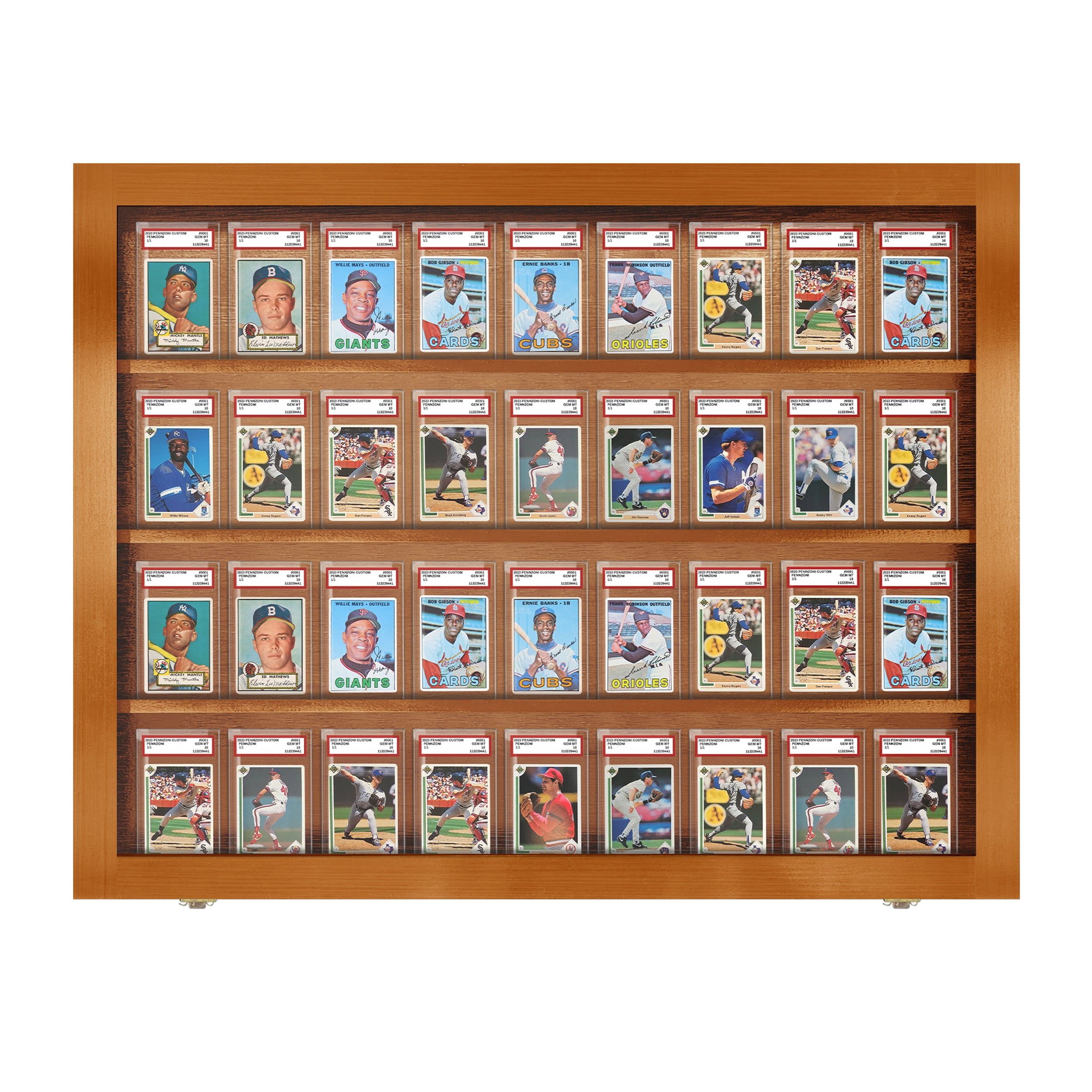 Walnut Lockable 36-Slot Sports Card Display Case