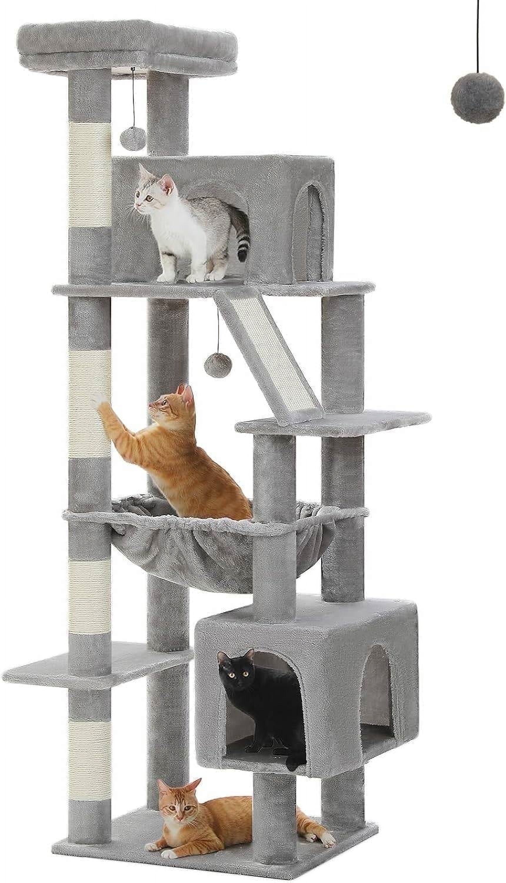 Gray 71'' Multi-Level Cat Tree Tower with Sisal Posts
