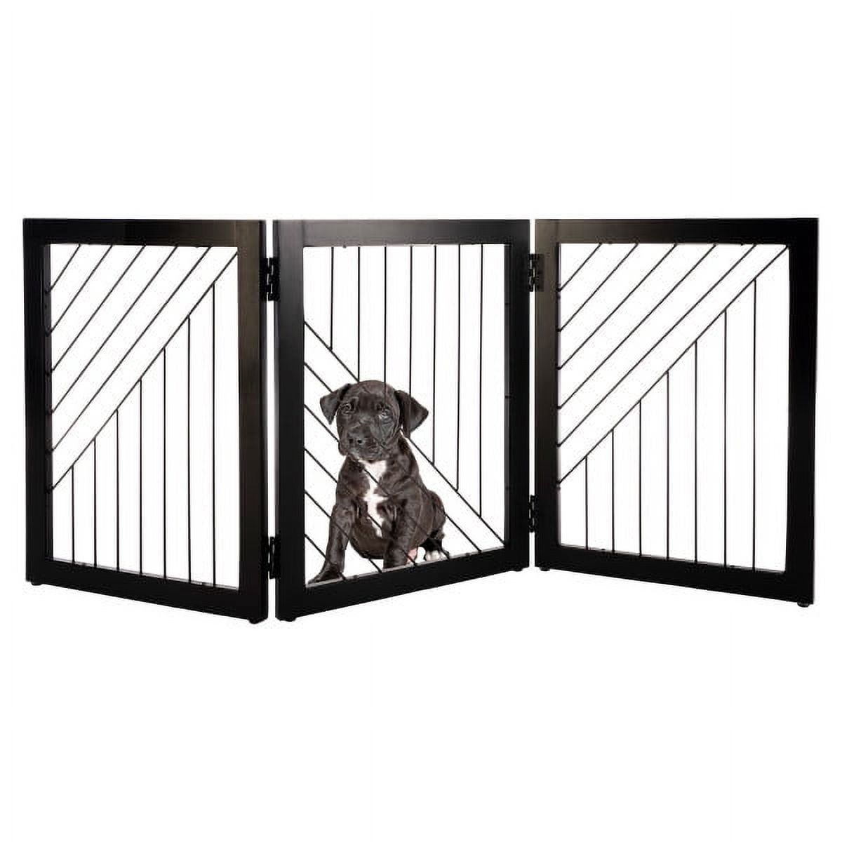 Black Metal Freestanding Foldable Pet Gate for Stairs