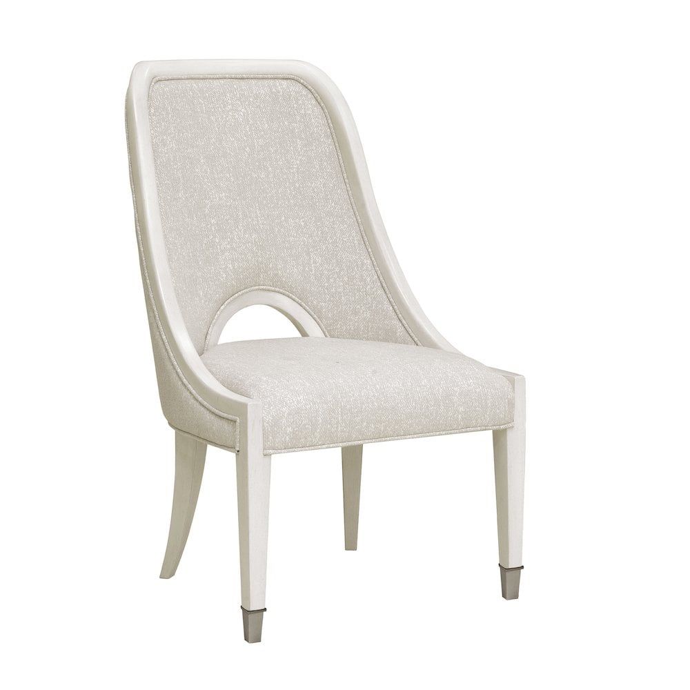 White Upholstered Ash Wood Side Chair with Rubberwood Legs