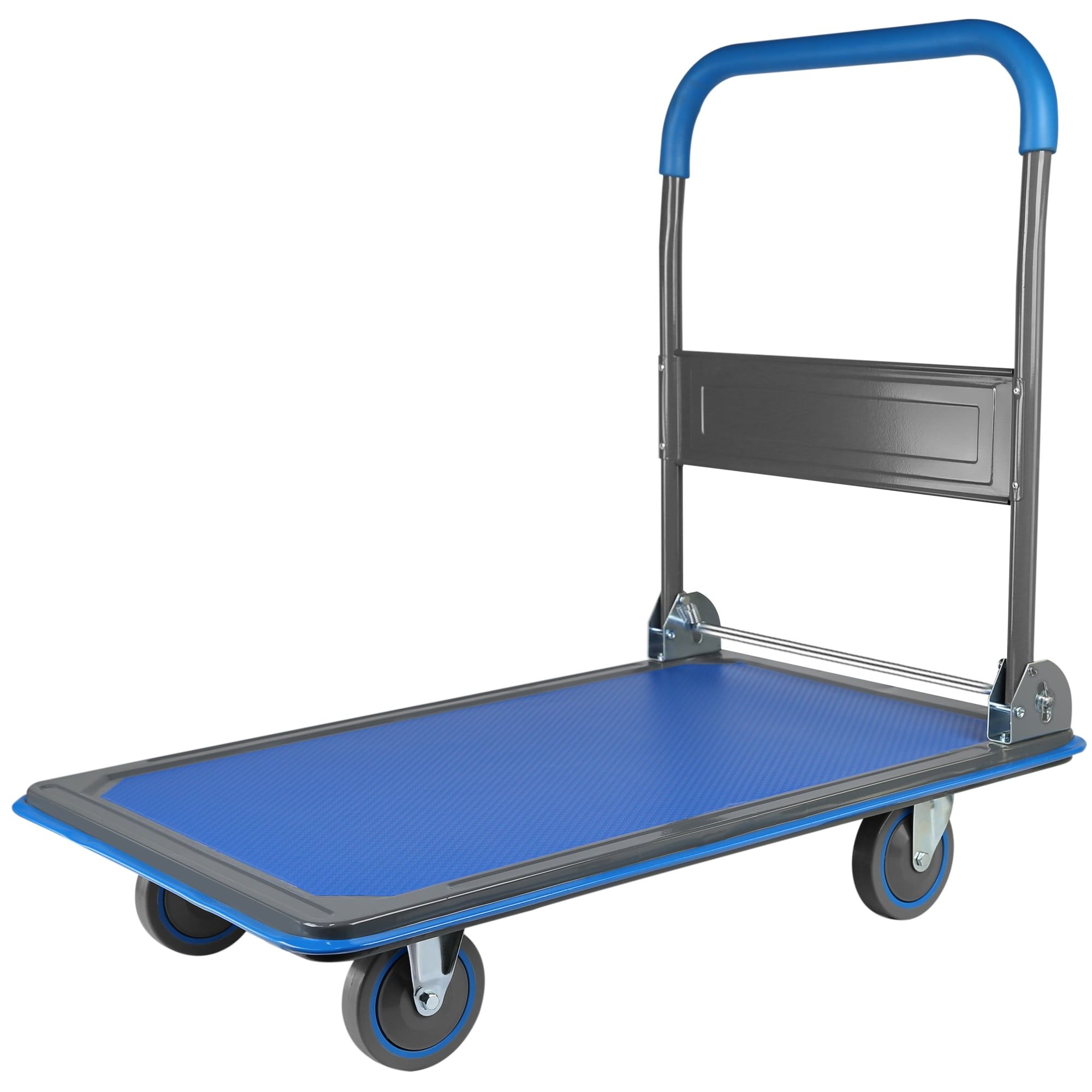 Blue Steel Foldable Platform Truck with Handle and 660 lb Capacity