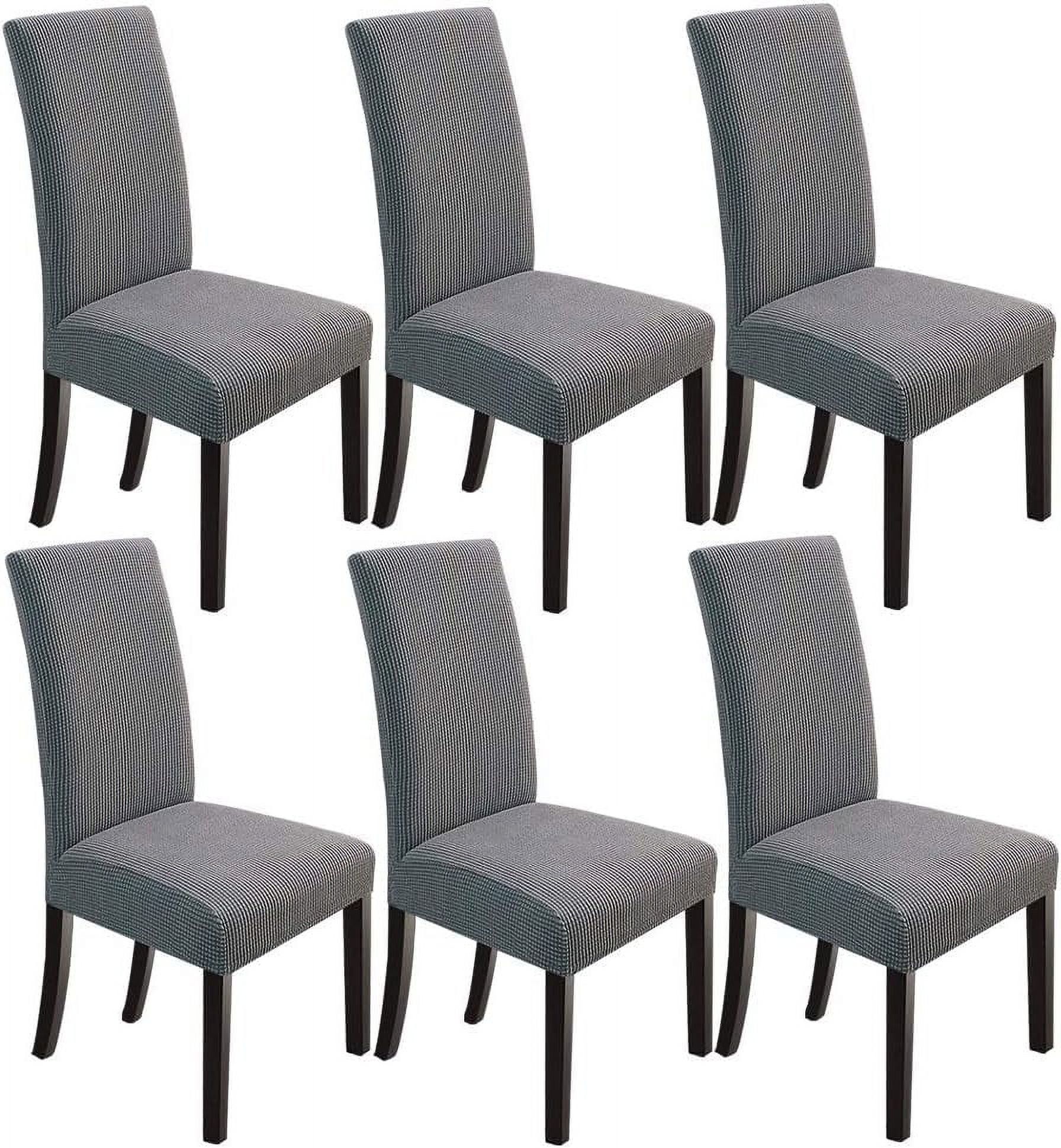 Light Grey Stretch Dining Chair Covers, Set of 6