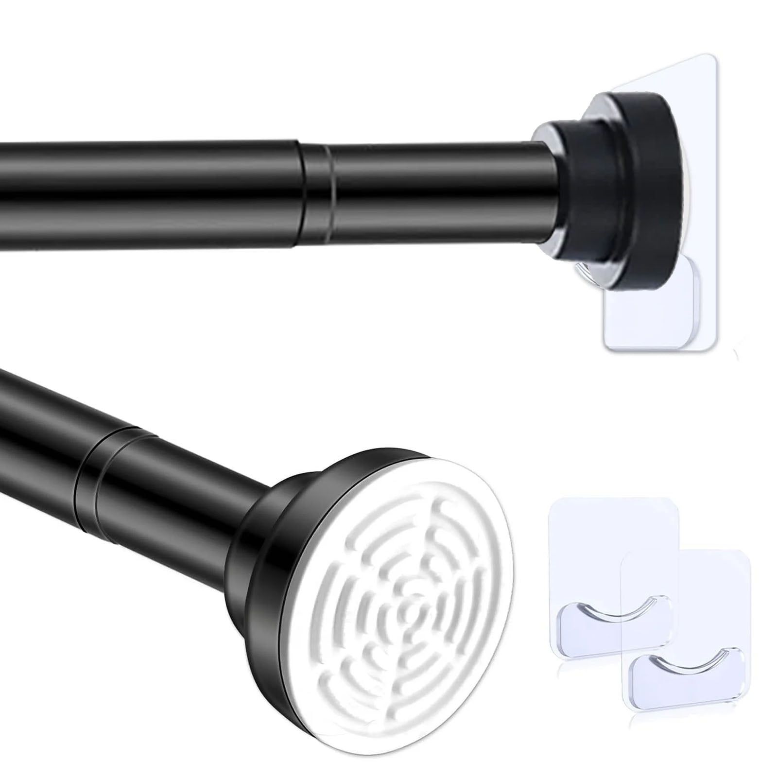 Adjustable Black Stainless Steel Spring Tension Shower Rod