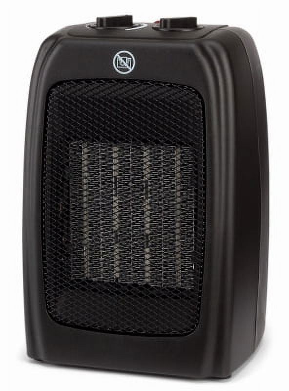 Compact Black Ceramic Electric Space Heater with Thermostat