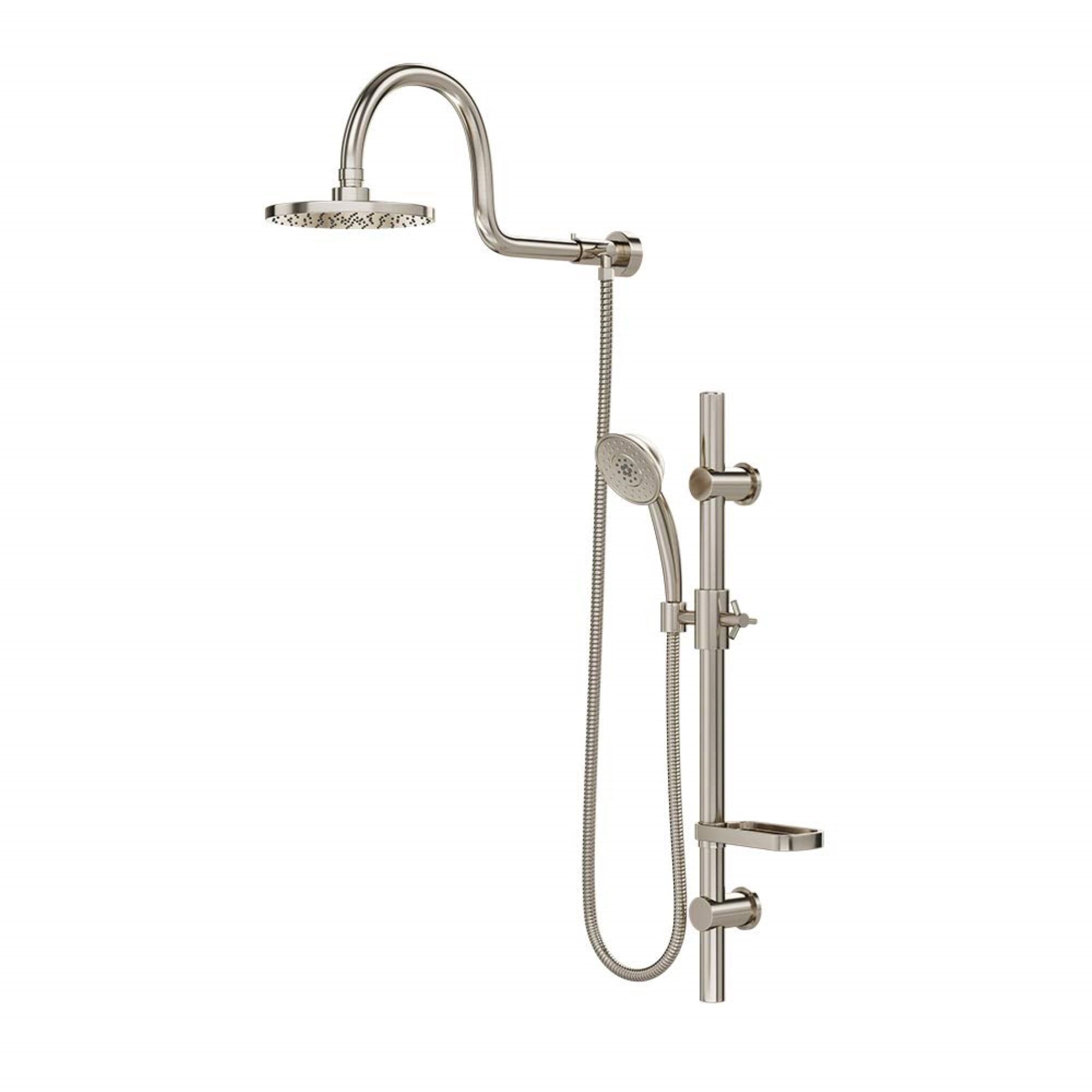 Brushed Nickel Adjustable Rain and Handheld Shower System