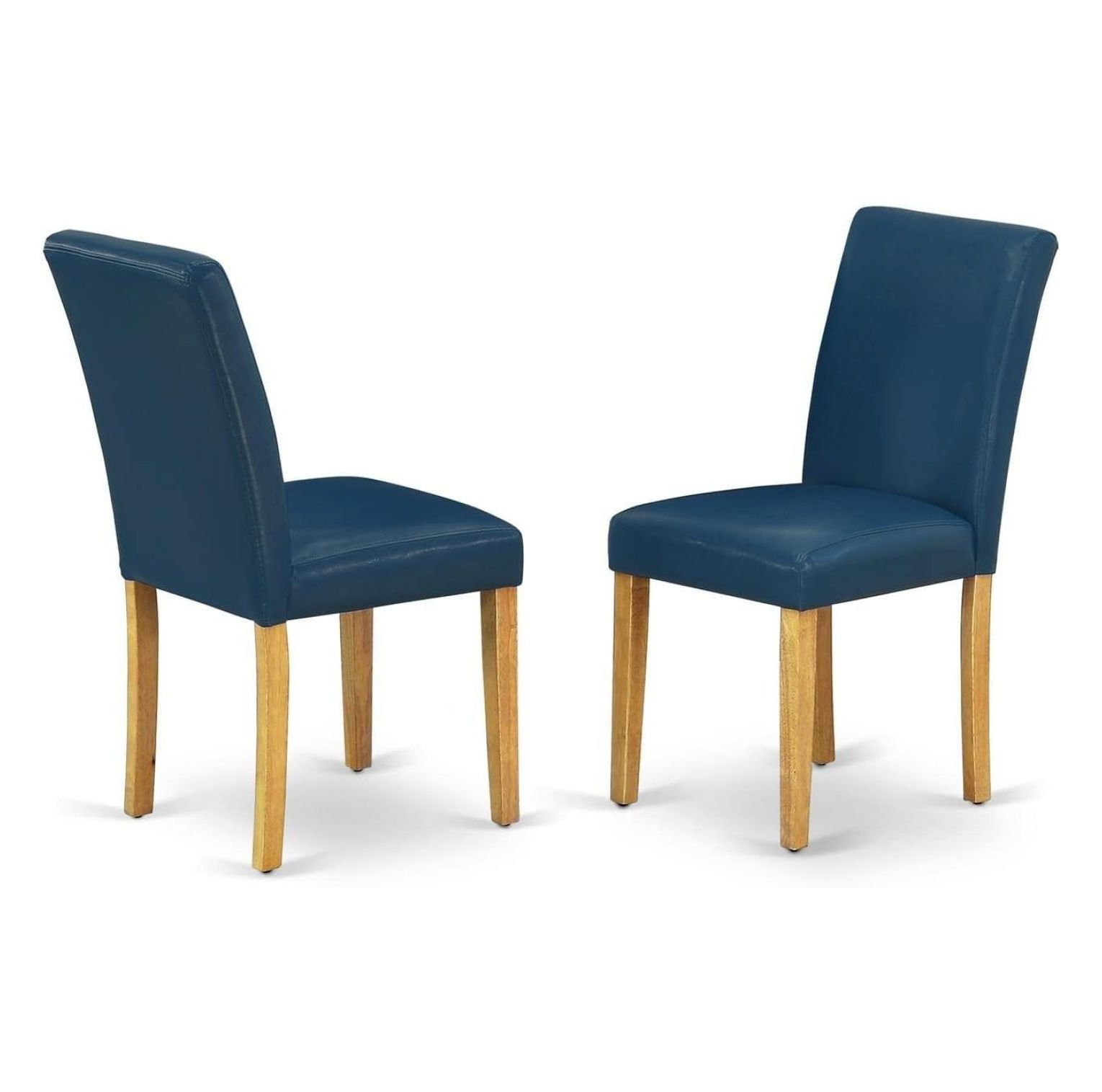 Blue Faux Leather Upholstered Parsons Side Chair Set