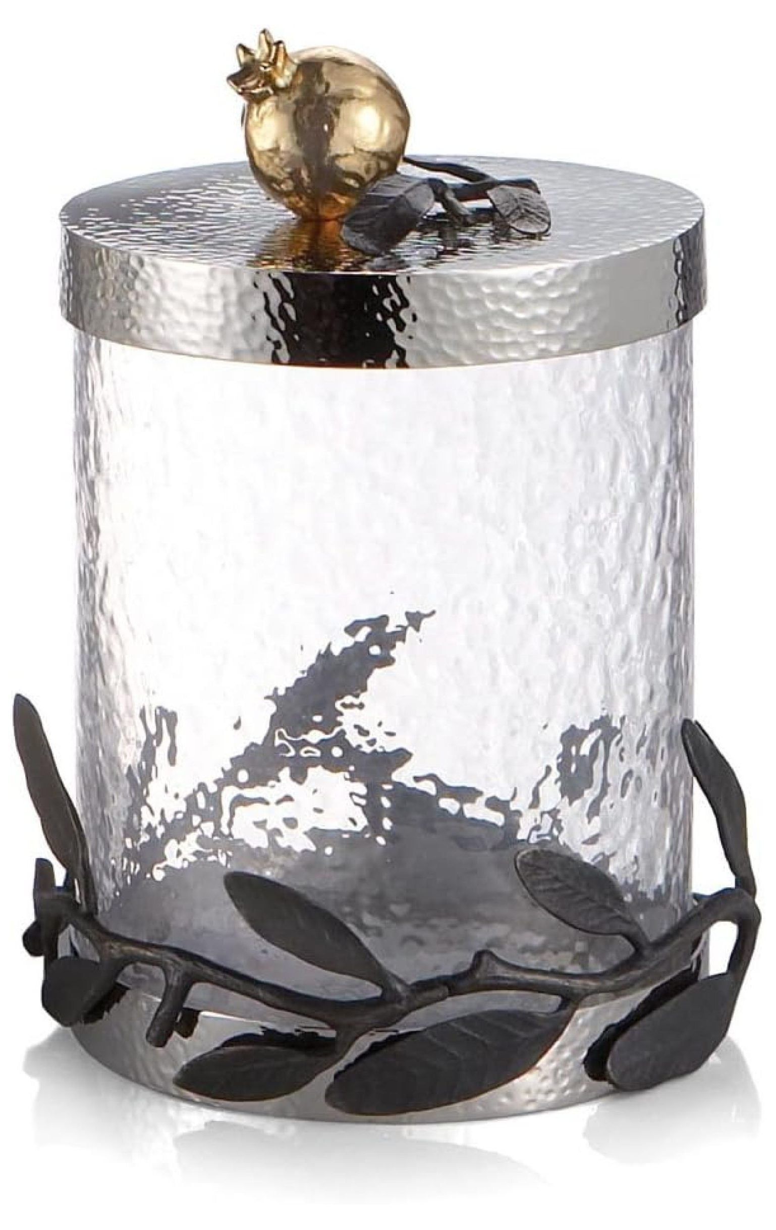 Clear Glass and Gold Embellished Pomegranate Canister