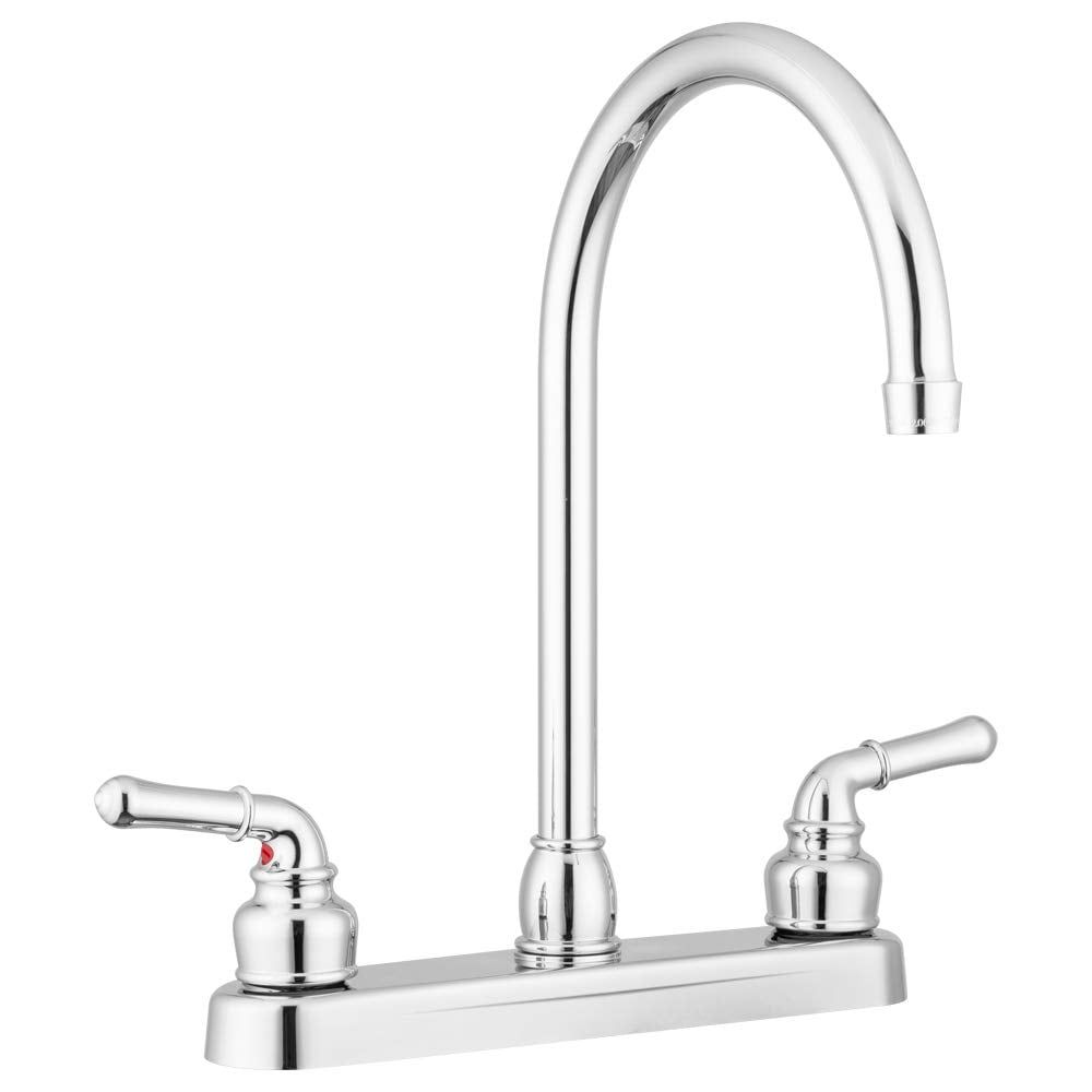 Polished Chrome Dual Handle High Arc Kitchen Faucet