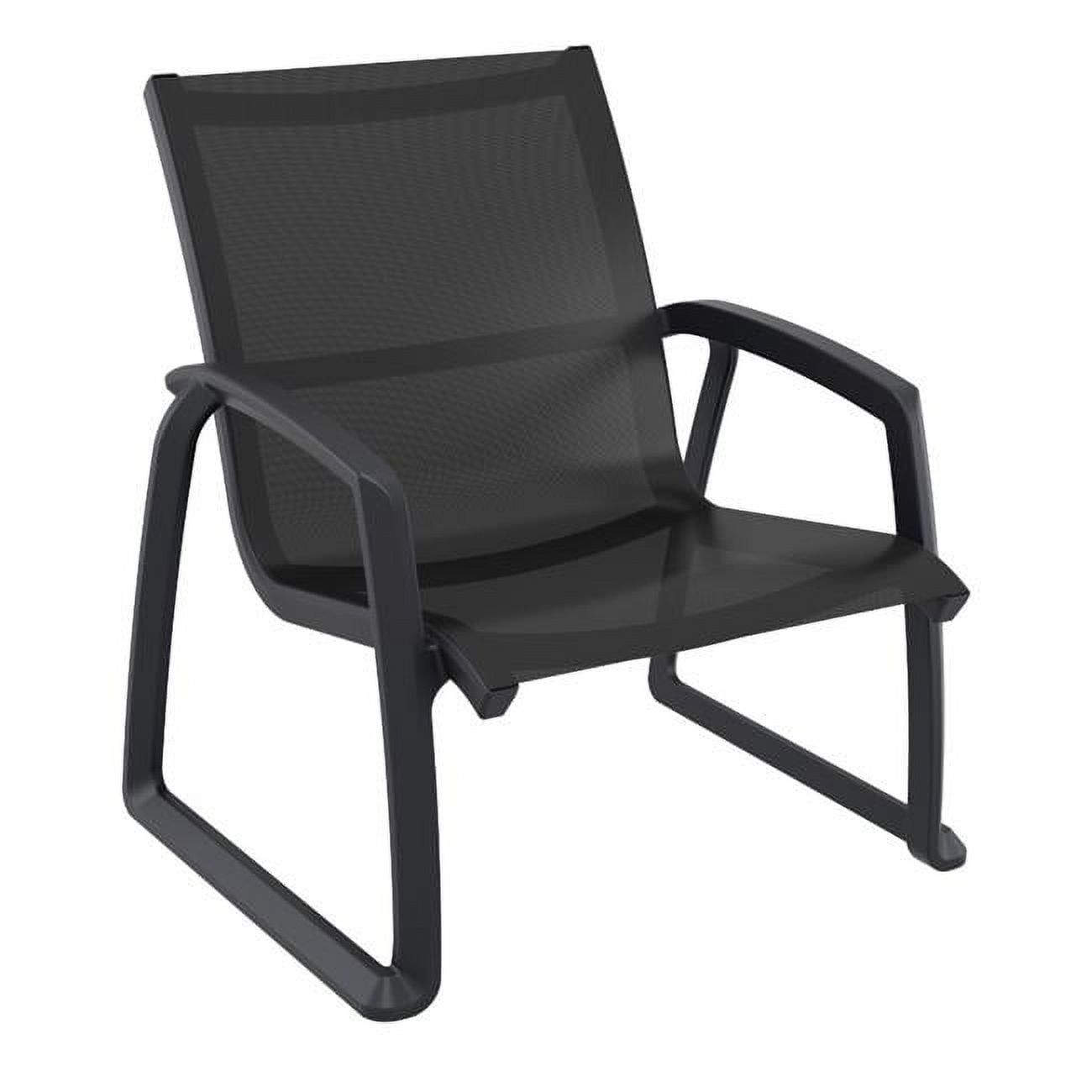 Pacific Sleek Black Sling Club Arm Chair with Marine Grade Frame