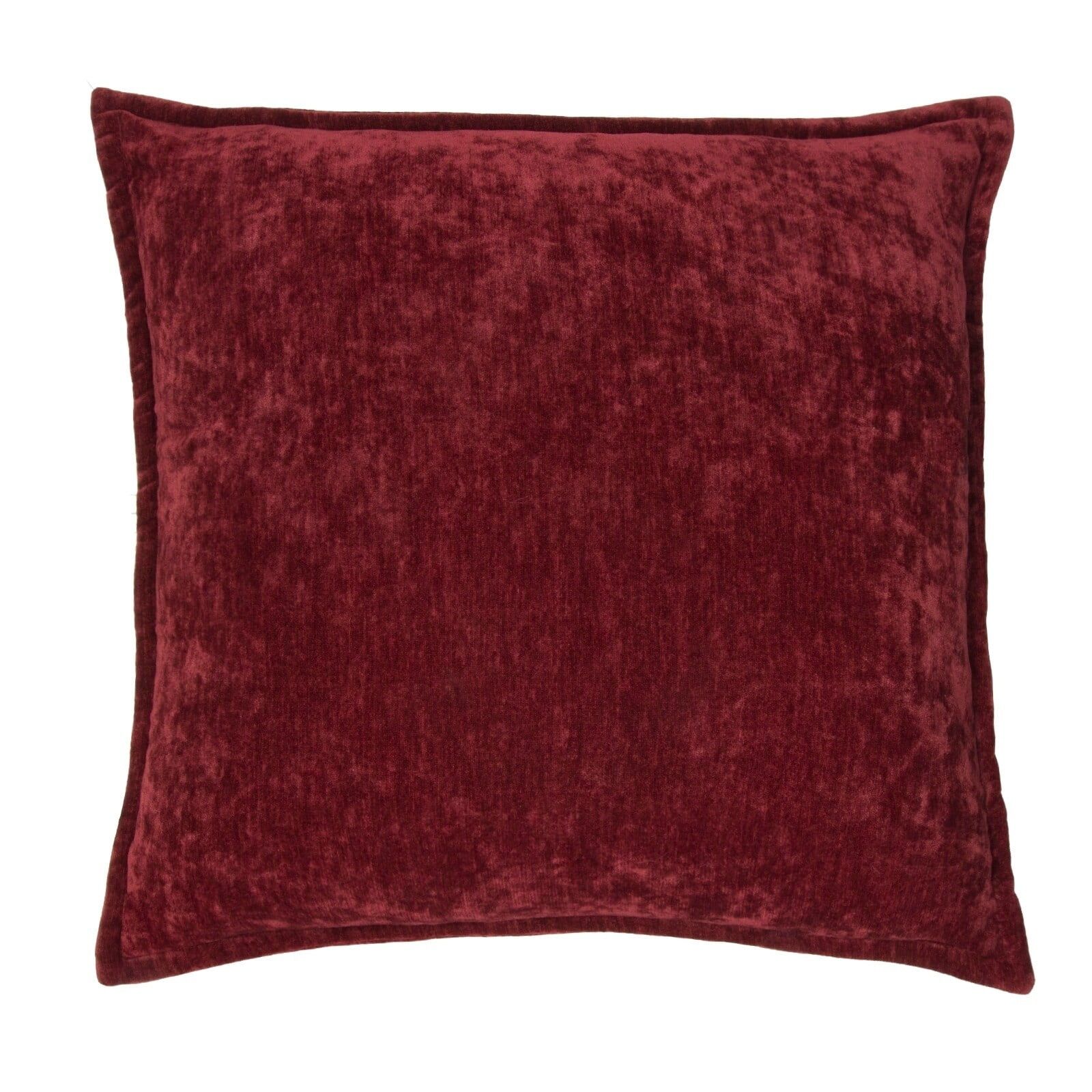 Burgundy Velvet 20-Inch Square Pillow with Feather Down Fill