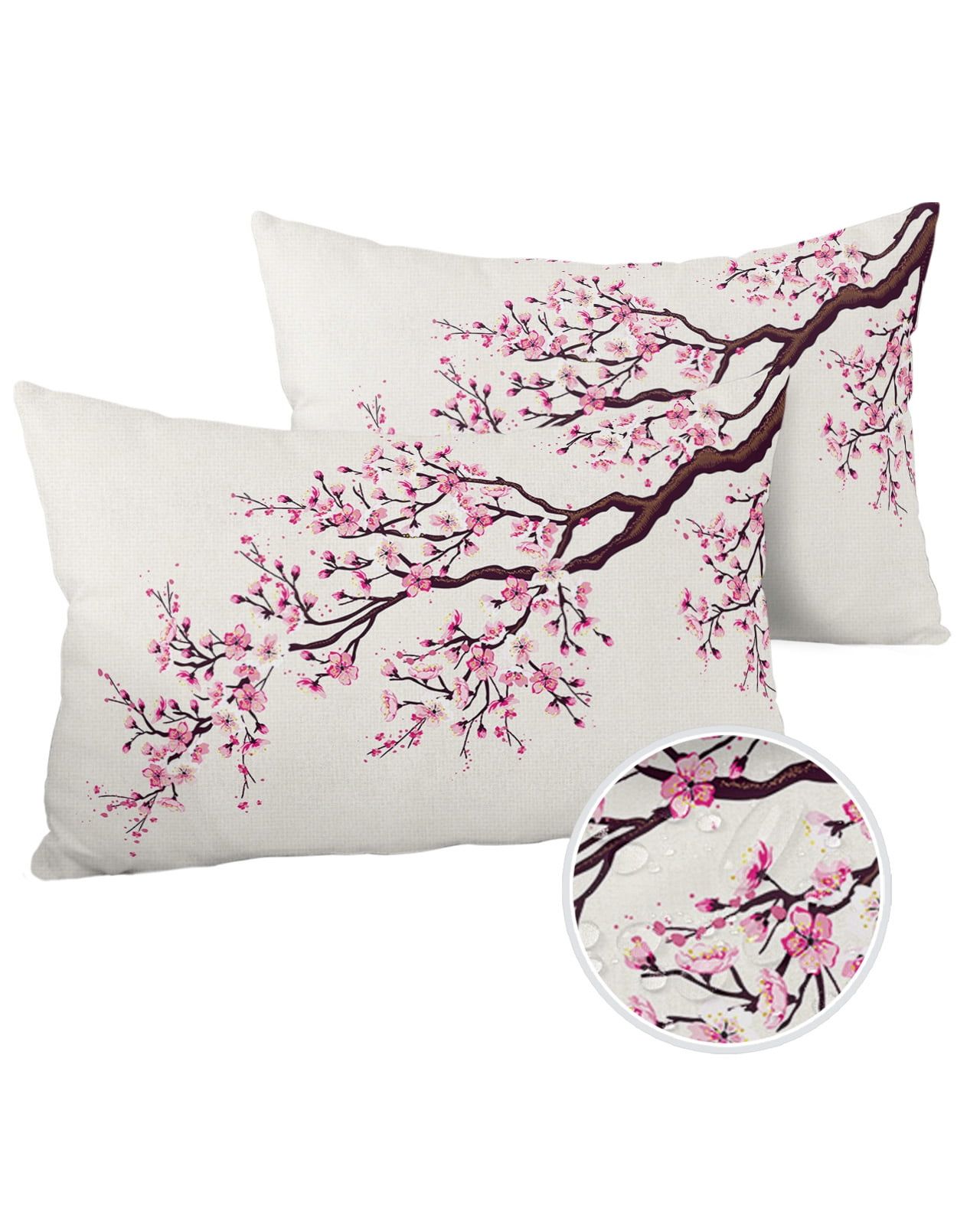 Japanese Cherry Blossom Floral Cotton Polyester Euro Pillowcase Set