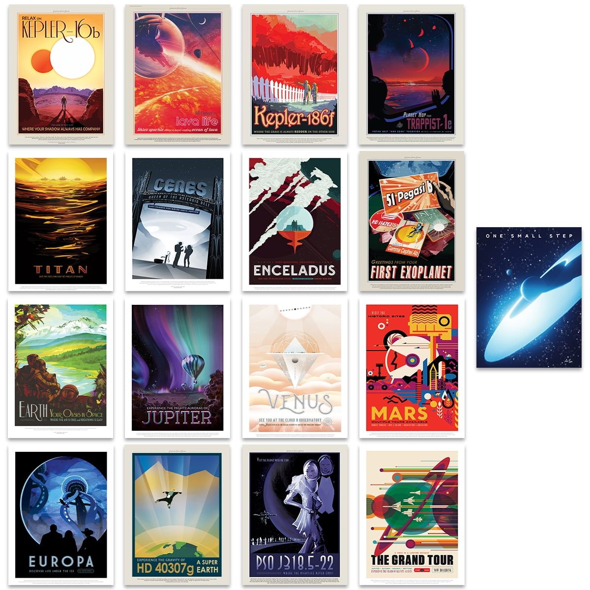 Pack of 17 NASA Space Exploration Art Print Posters