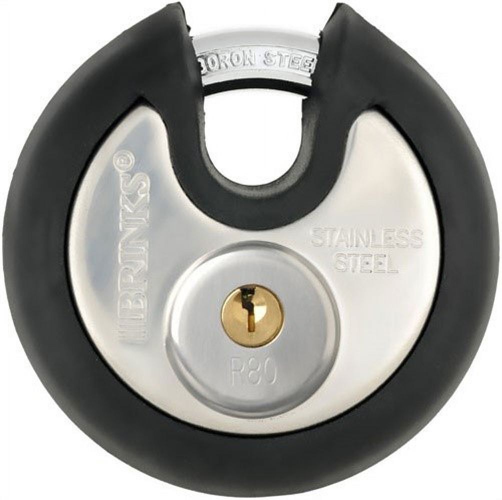 Brinks 80mm Stainless Steel Keyed Discus Padlock with Rubber Bumper