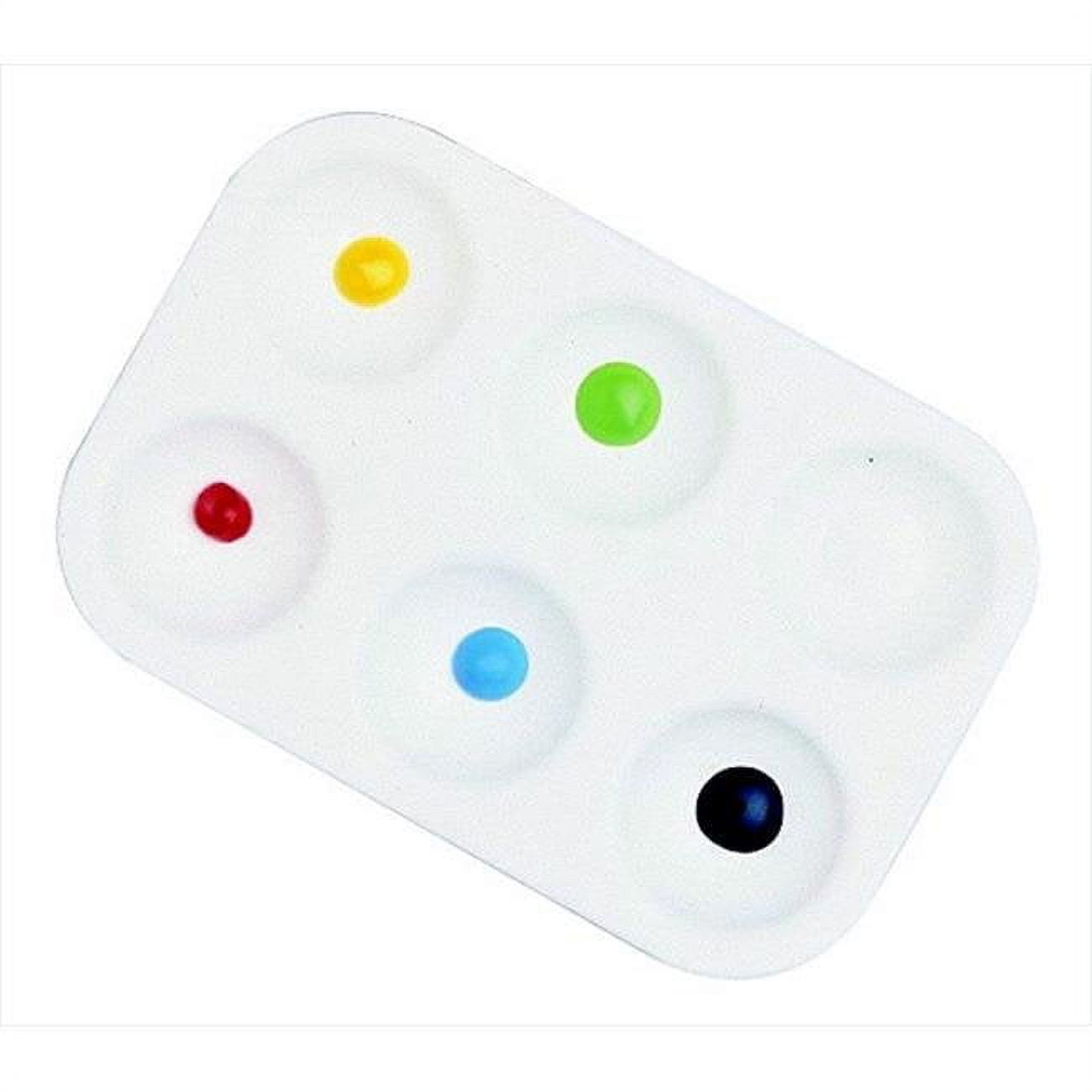 White Plastic Paint Palette Tray with 6 Wells, Pack of 12