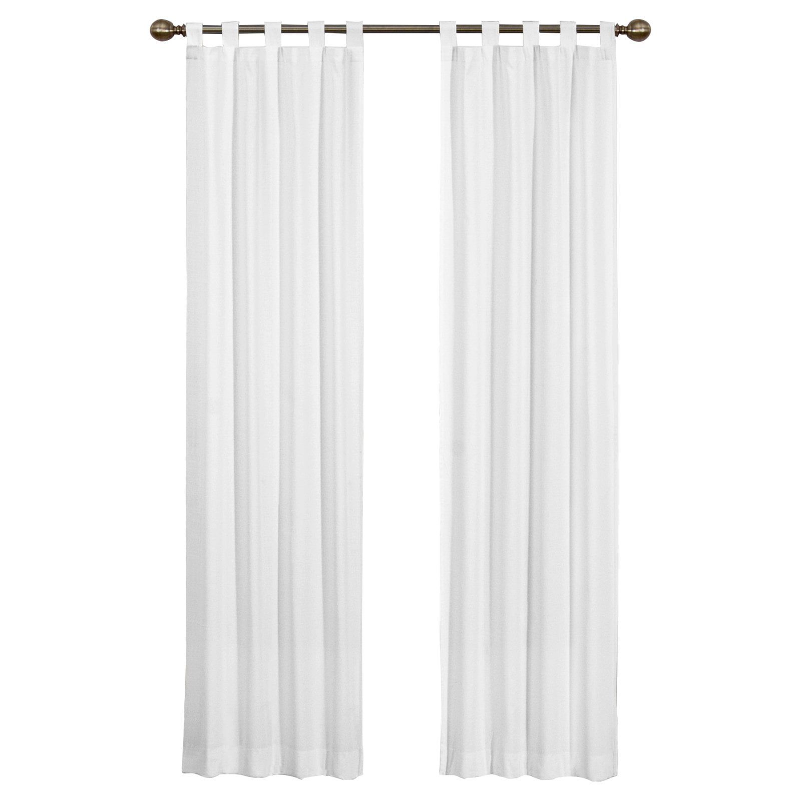 White Cotton Polyester Tab Top Light-Filtering Curtains, 30" x 84"