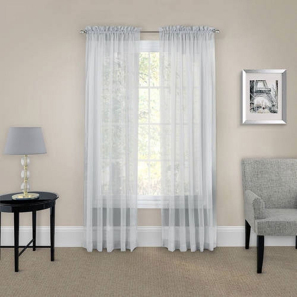 Victoria Gray Sheer Cotton Polyester Rod Pocket Curtain Panels