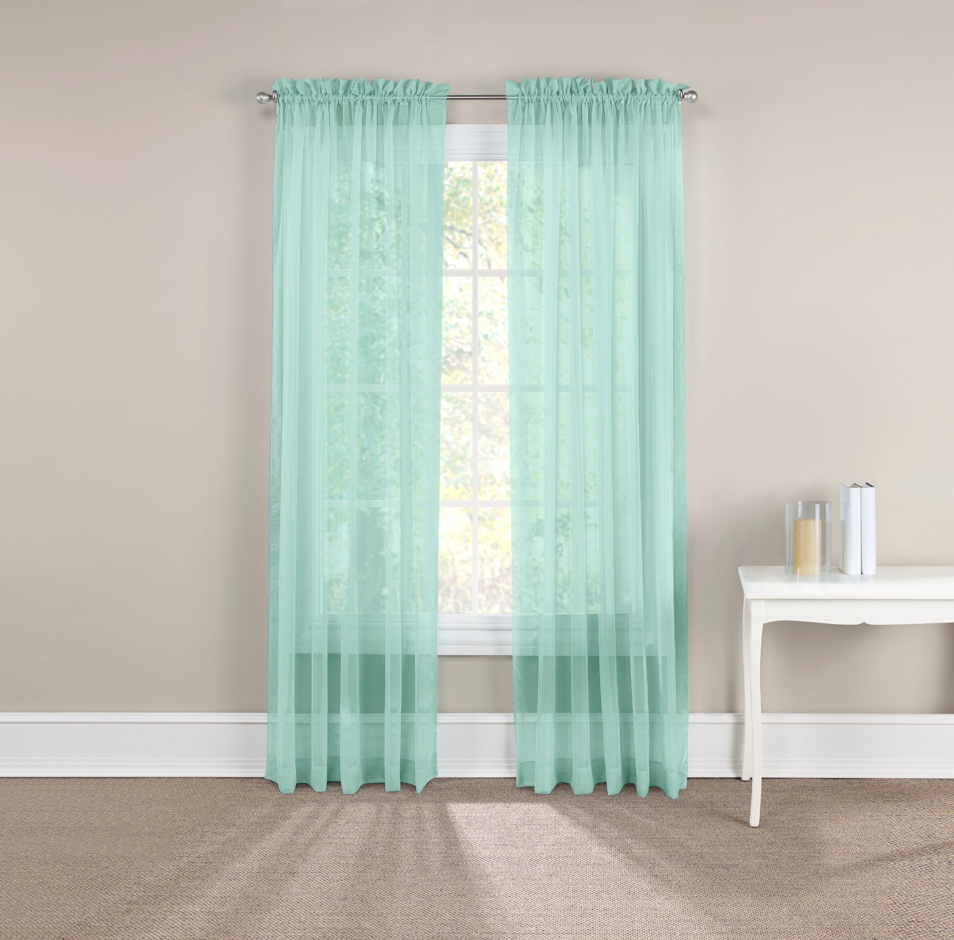 Beach Glass Sheer Rod Pocket Curtain Panels, 63" x 118", Set of 2