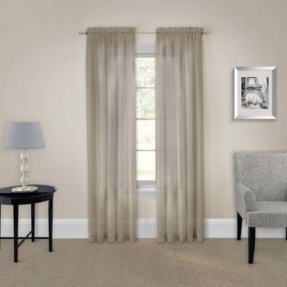 Taupe Sheer Rod Pocket Cotton Polyester Window Panels