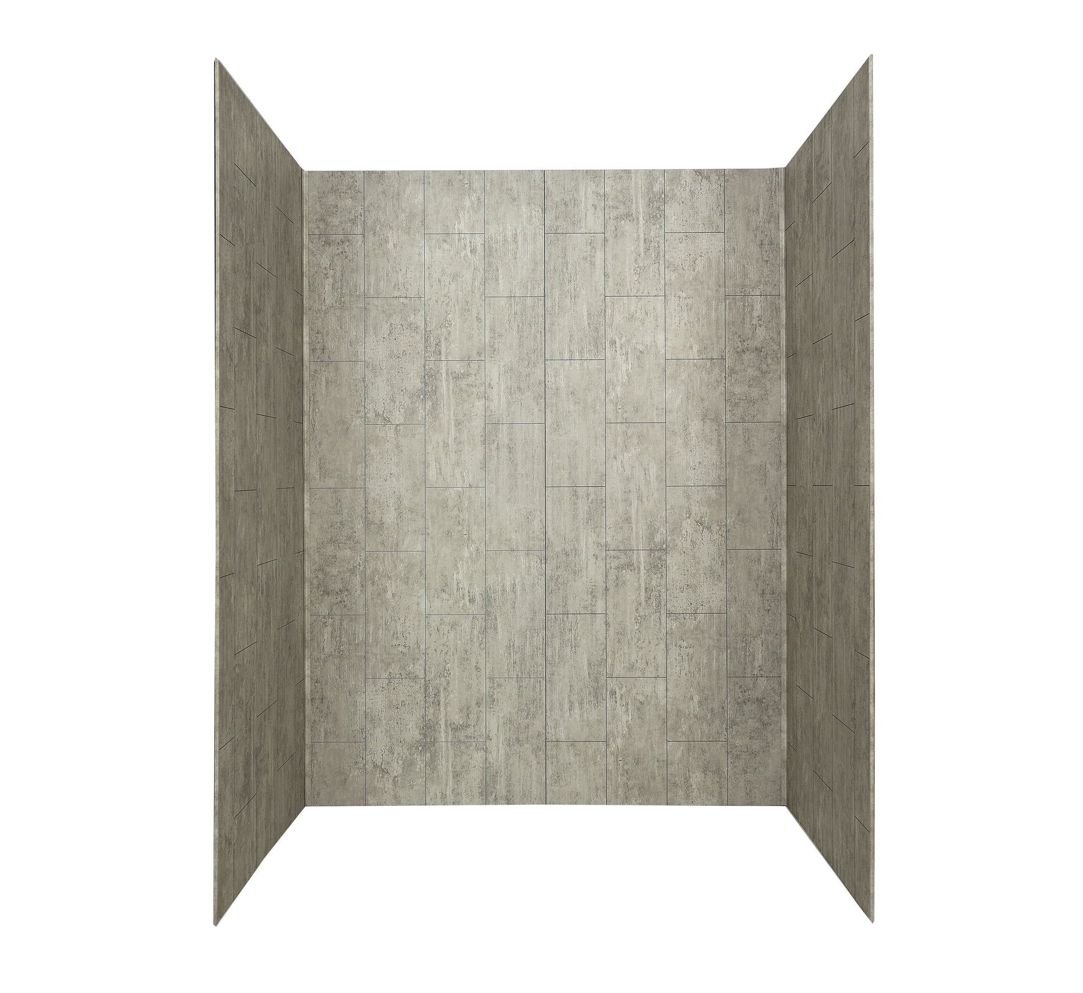 Wind Gust Gray Vinyl Shower Surround Kit with Trims and Shelves