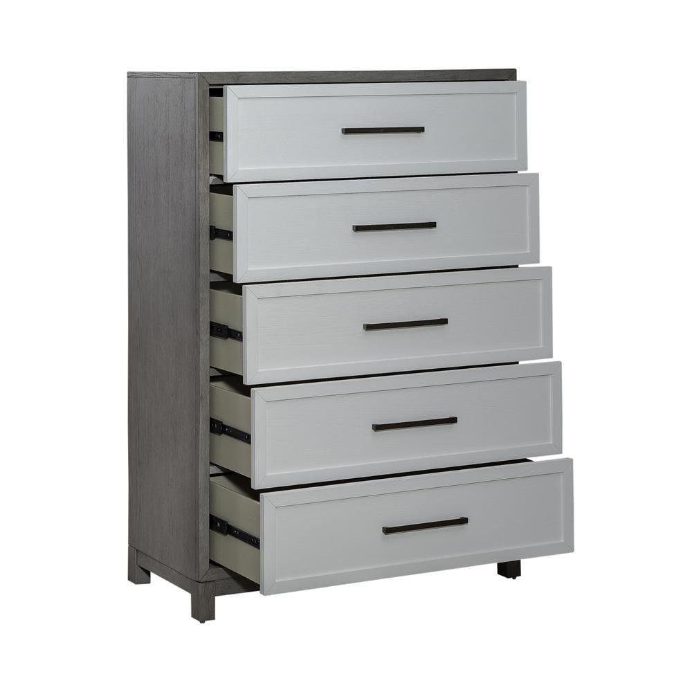 Palmetto Heights White and Driftwood 5-Drawer Chest