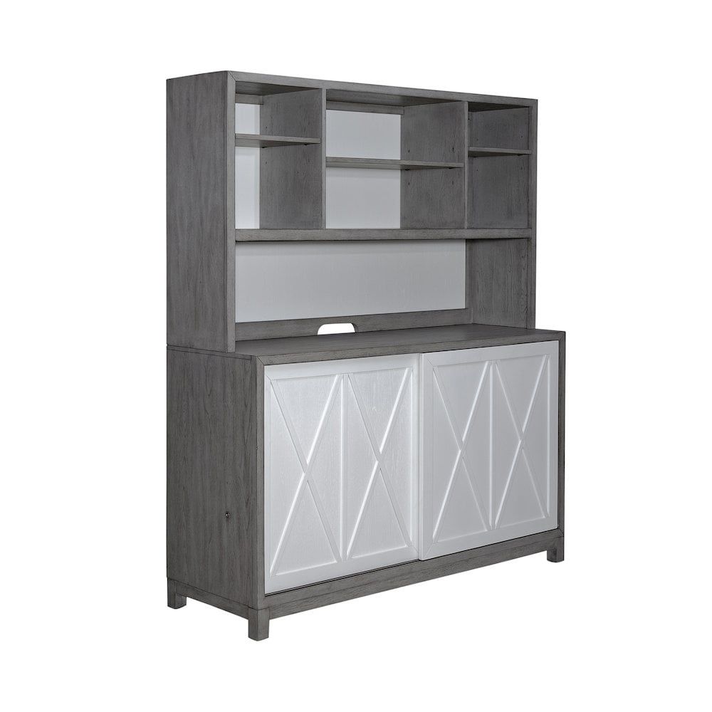 Gray and White Contemporary China Cabinet with Adjustable Shelves