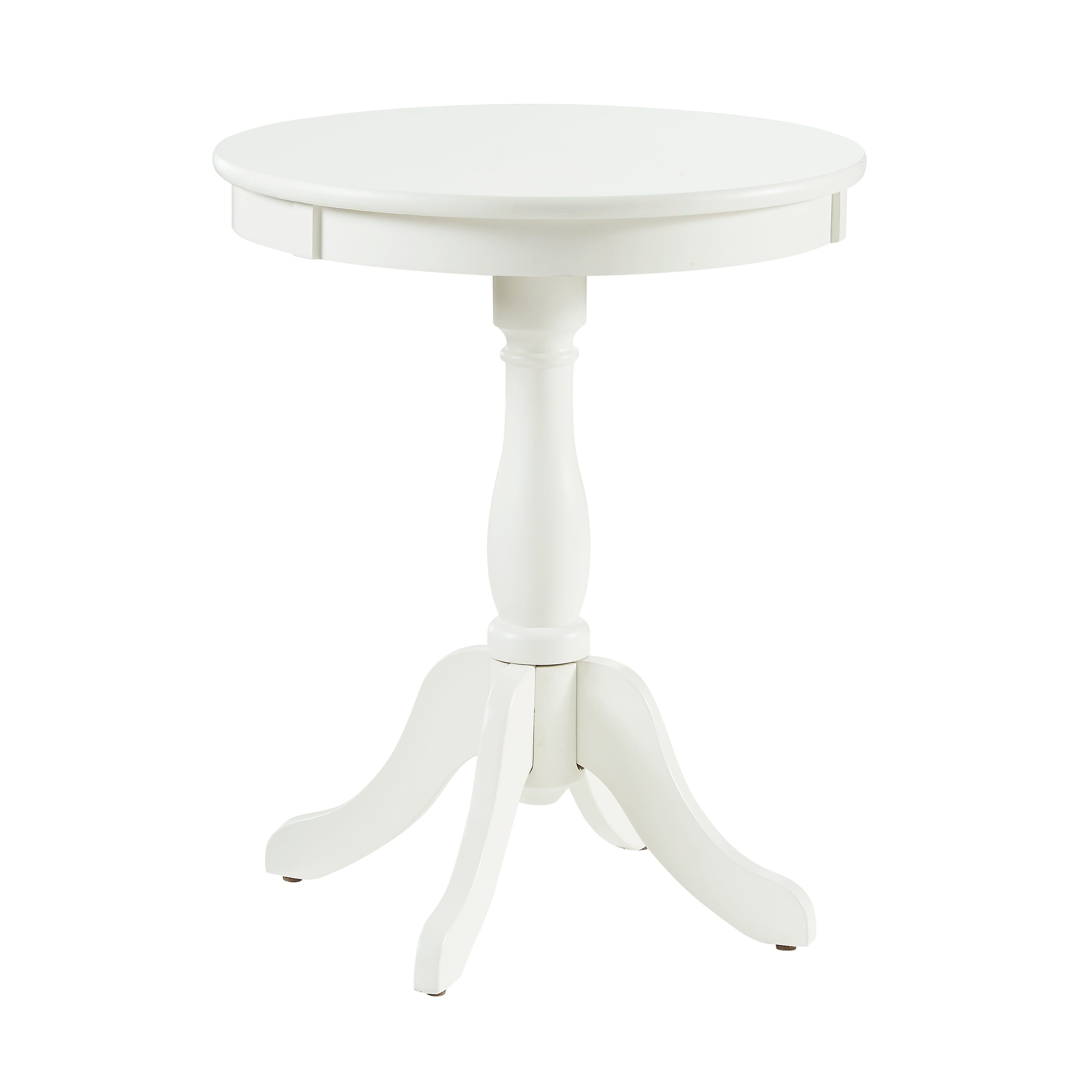 White Round Wood Pedestal Accent Table