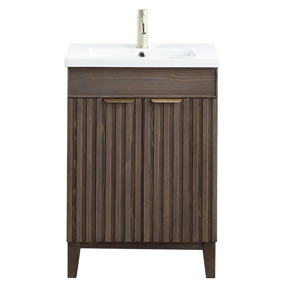 Palos 24" Single Vanity in Spruce Antique Brown with White Ceramic Basin