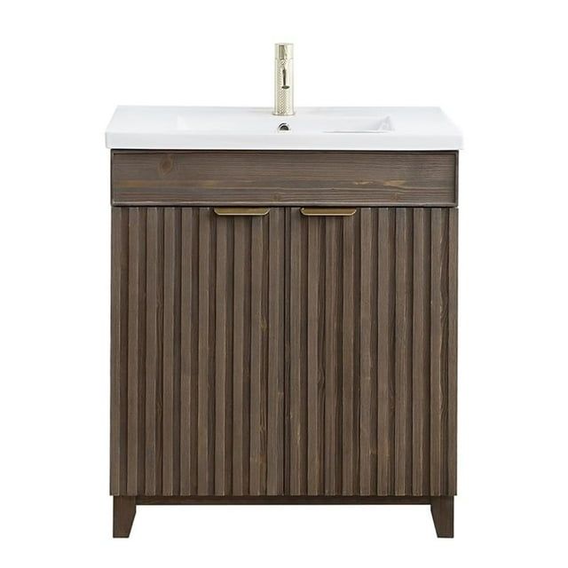 Palos 30" Spruce Antique Brown Single Vanity with White Ceramic Basin