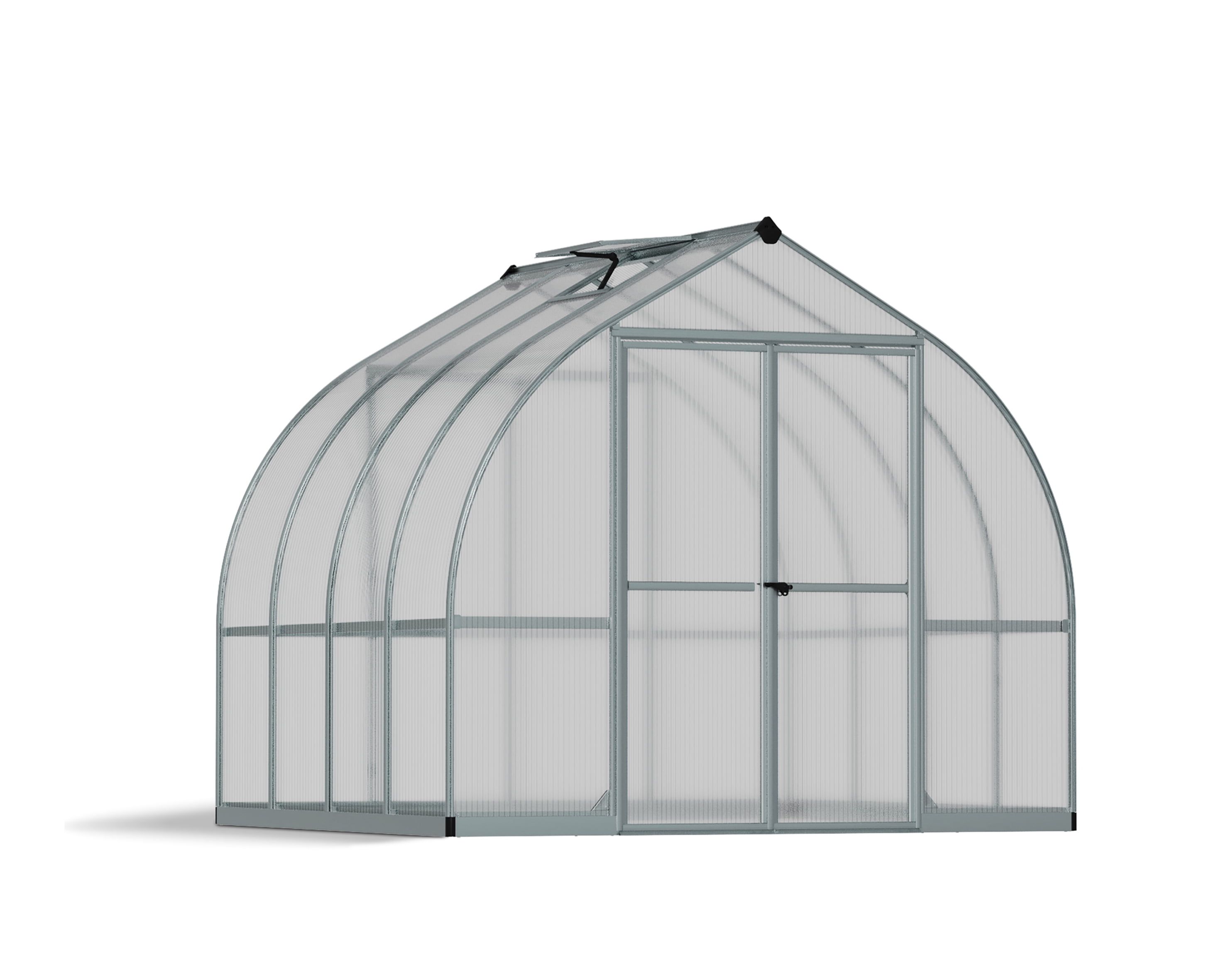 Bella 8' x 8' Silver Polycarbonate Aluminum Greenhouse